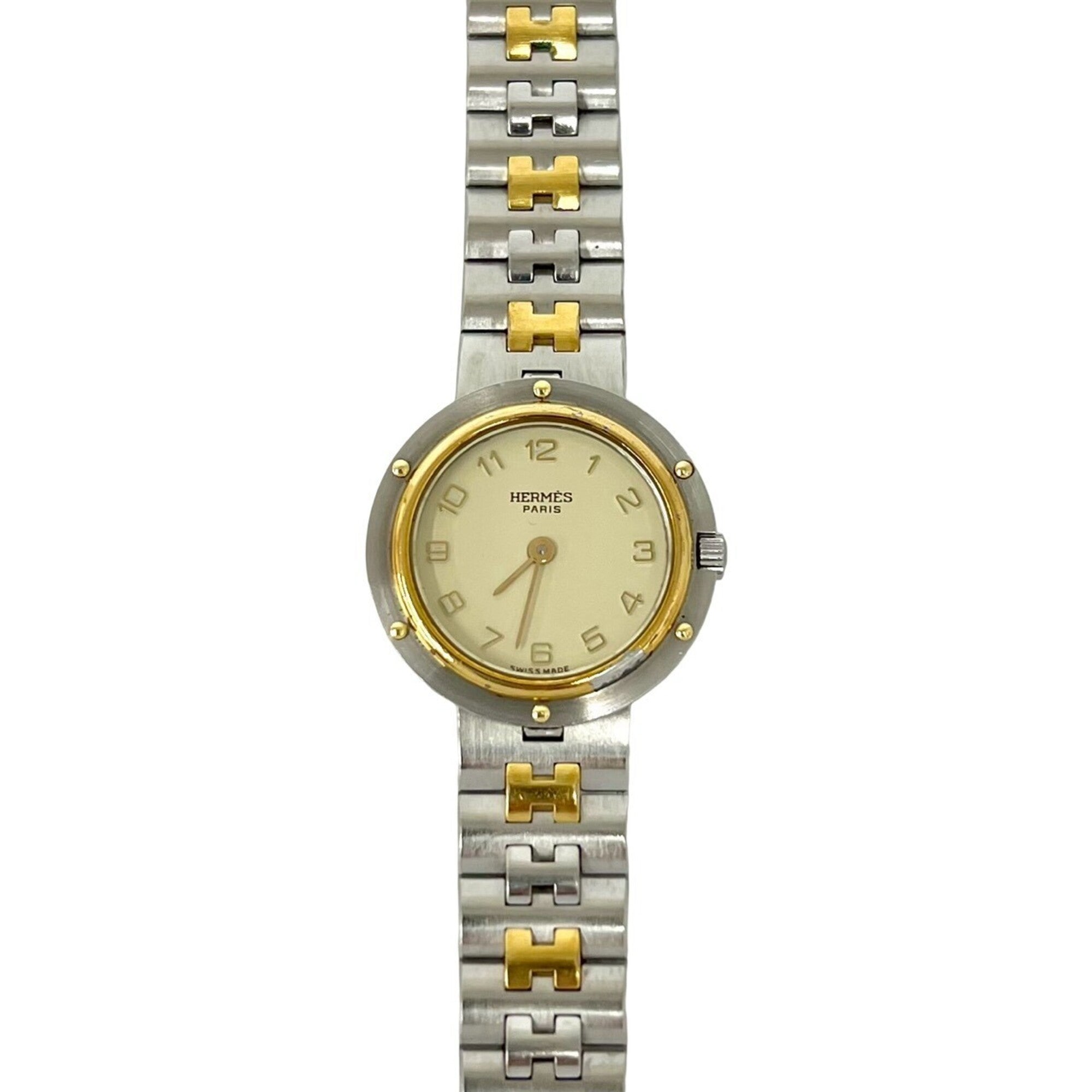 HERMES Vintage Clipper Stainless Steel Quartz Watch, Silver/Gold, 29391 — Good