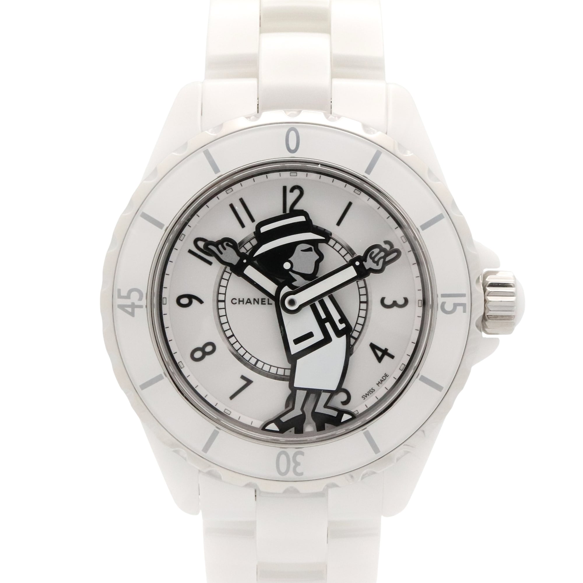 Chanel J12 Mademoiselle Ceramic Watch for Men, White (H5241) — Very Good