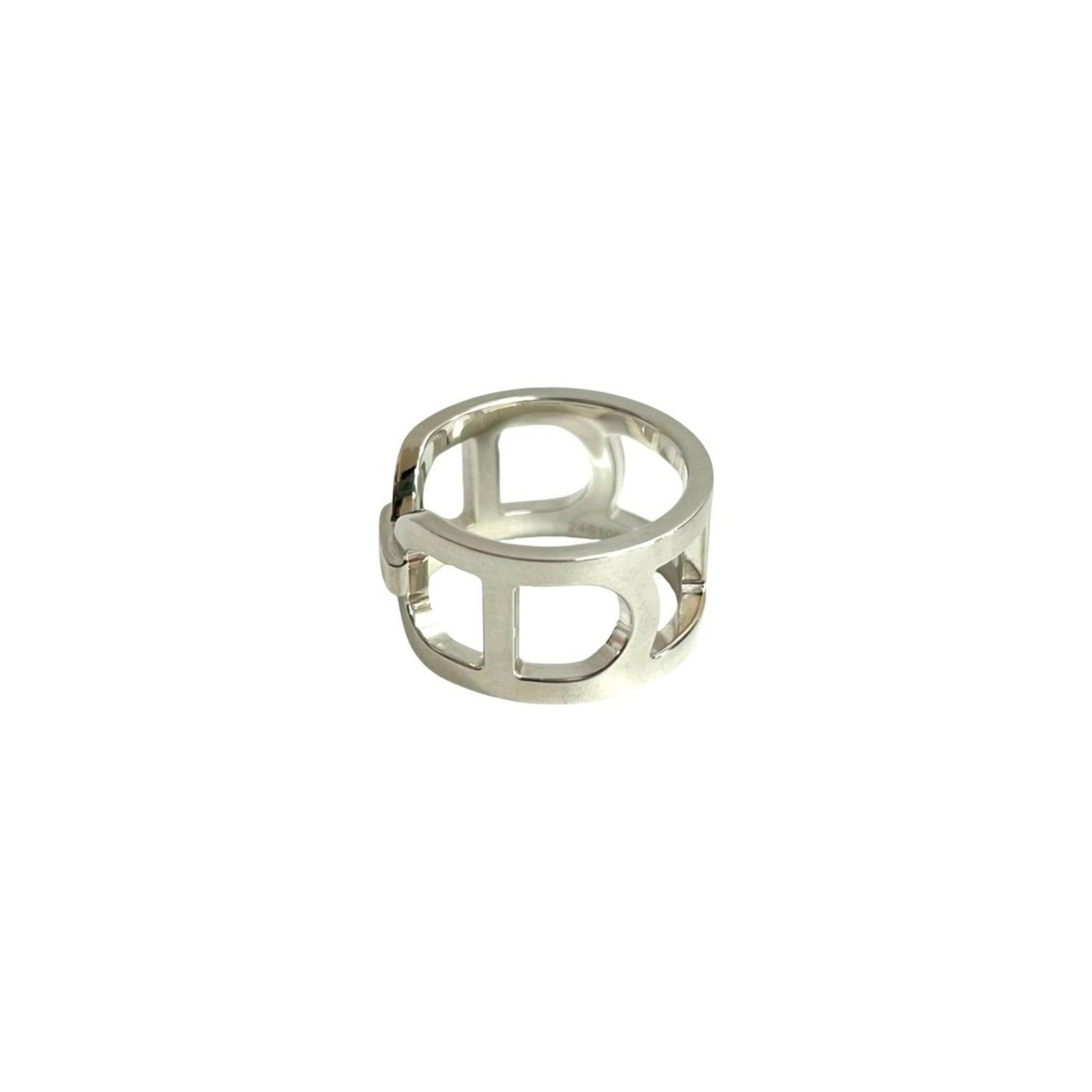 HERMES Ever Chaine d'Ancre MM Silver 925 Ring, Size 52 (12), Silver, 33065