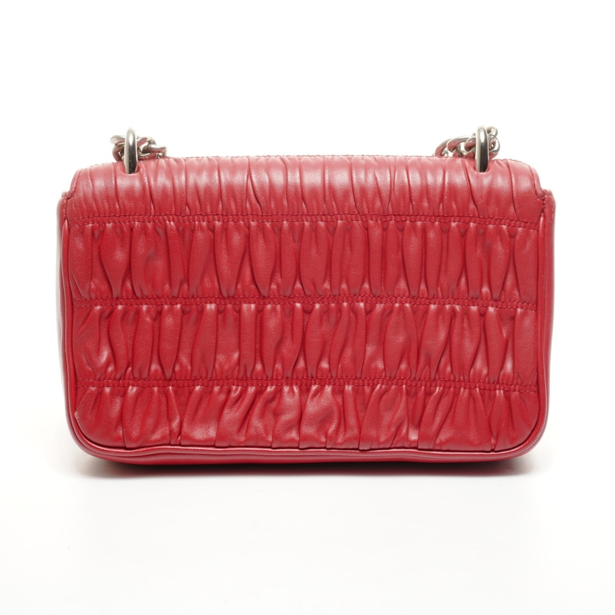 Prada Chain Nappa Gaufre Shoulder Bag in Red