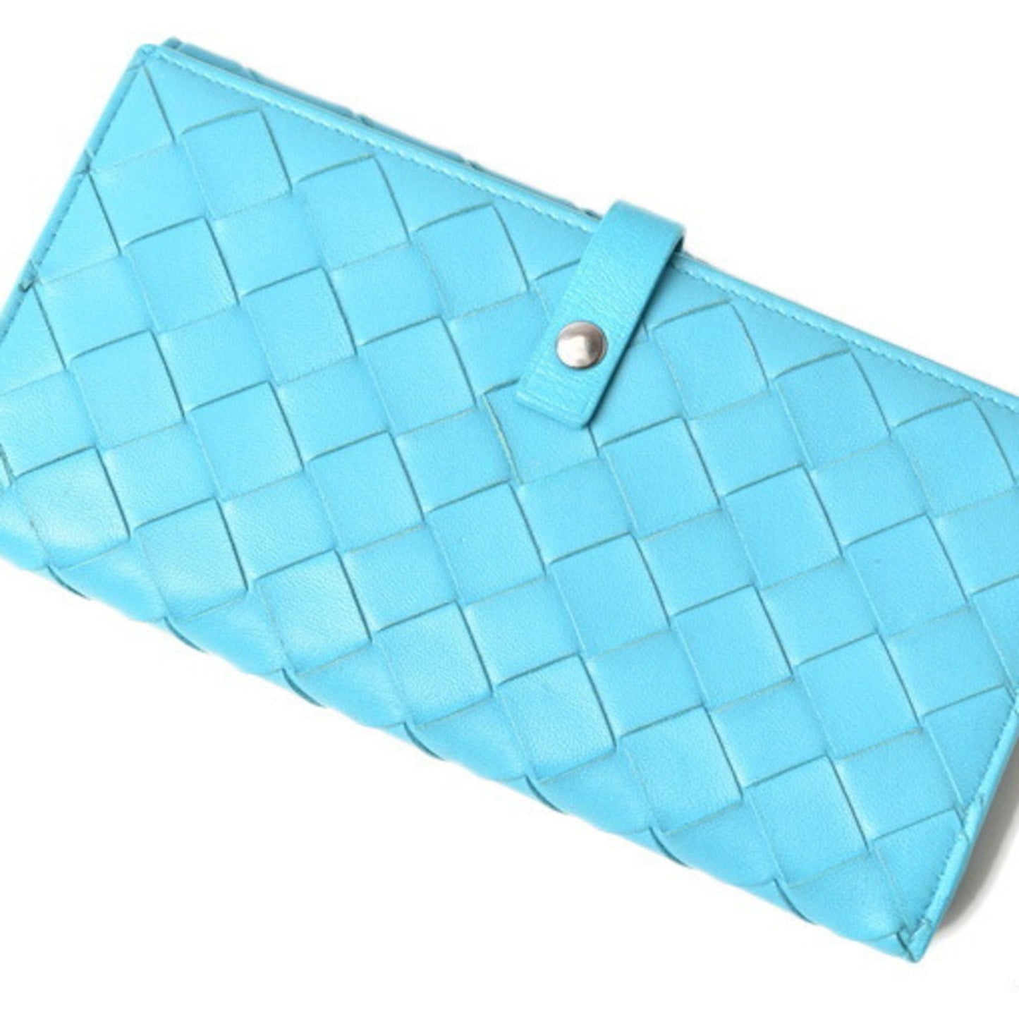 Bottega Veneta Wallet 608072 BOTTEGA VENETA Long Flap Intrecciato Nappa Shiny Calf Light Blue