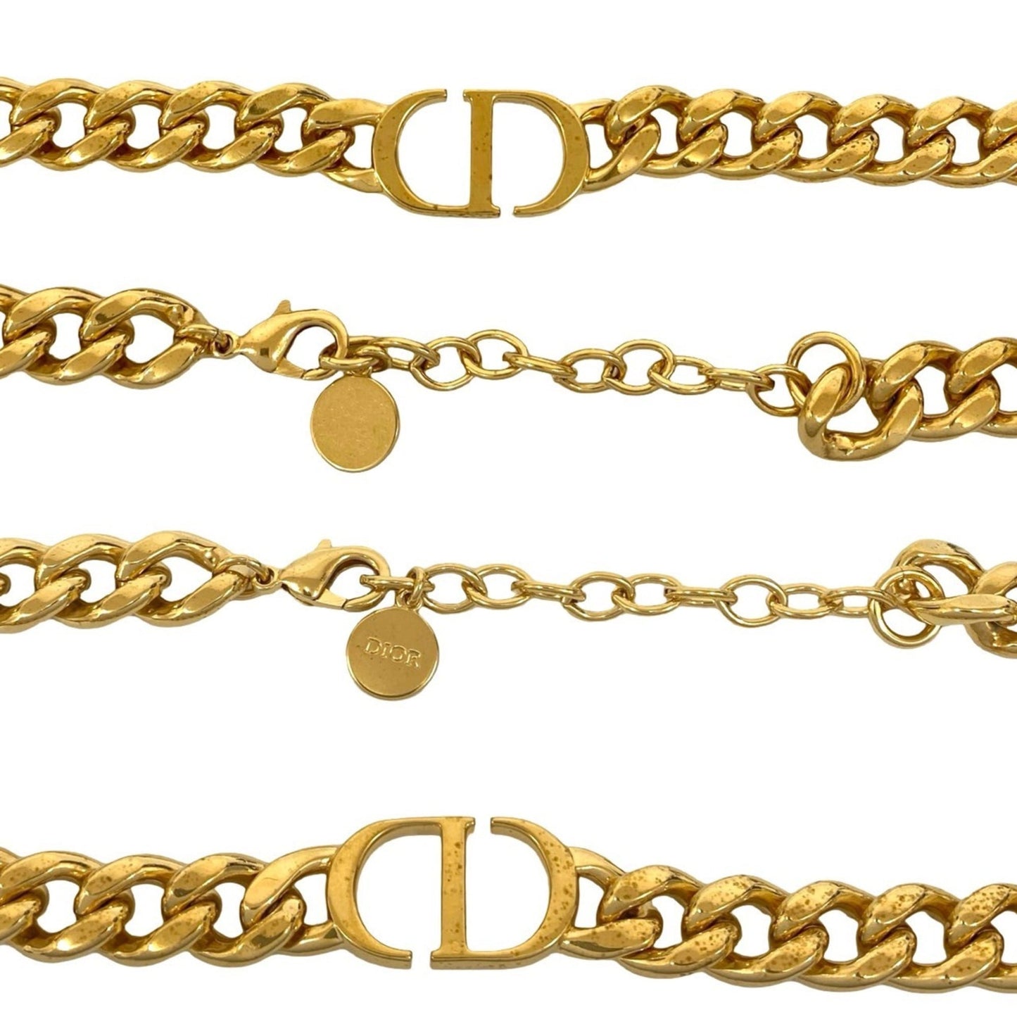 Christian Dior CD Logo GP Necklace Choker Pendant Gold 95137