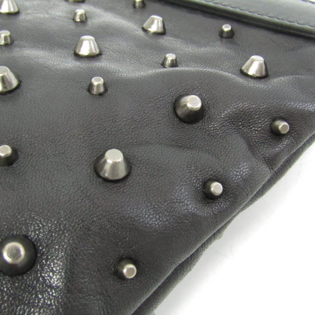 Jimmy Choo Studs Men,Women Leather Clutch Bag Black
