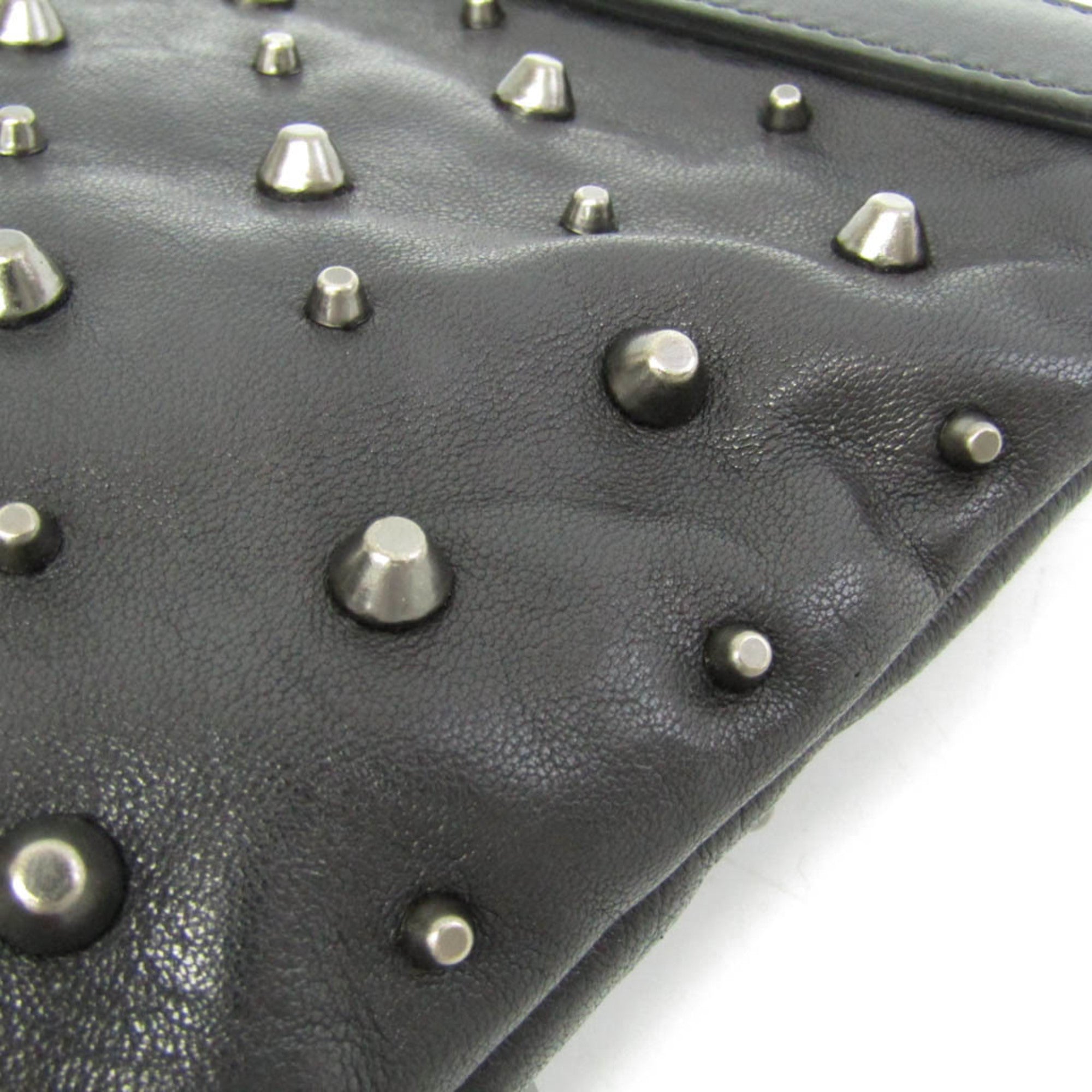 Jimmy Choo Studs Men,Women Leather Clutch Bag Black