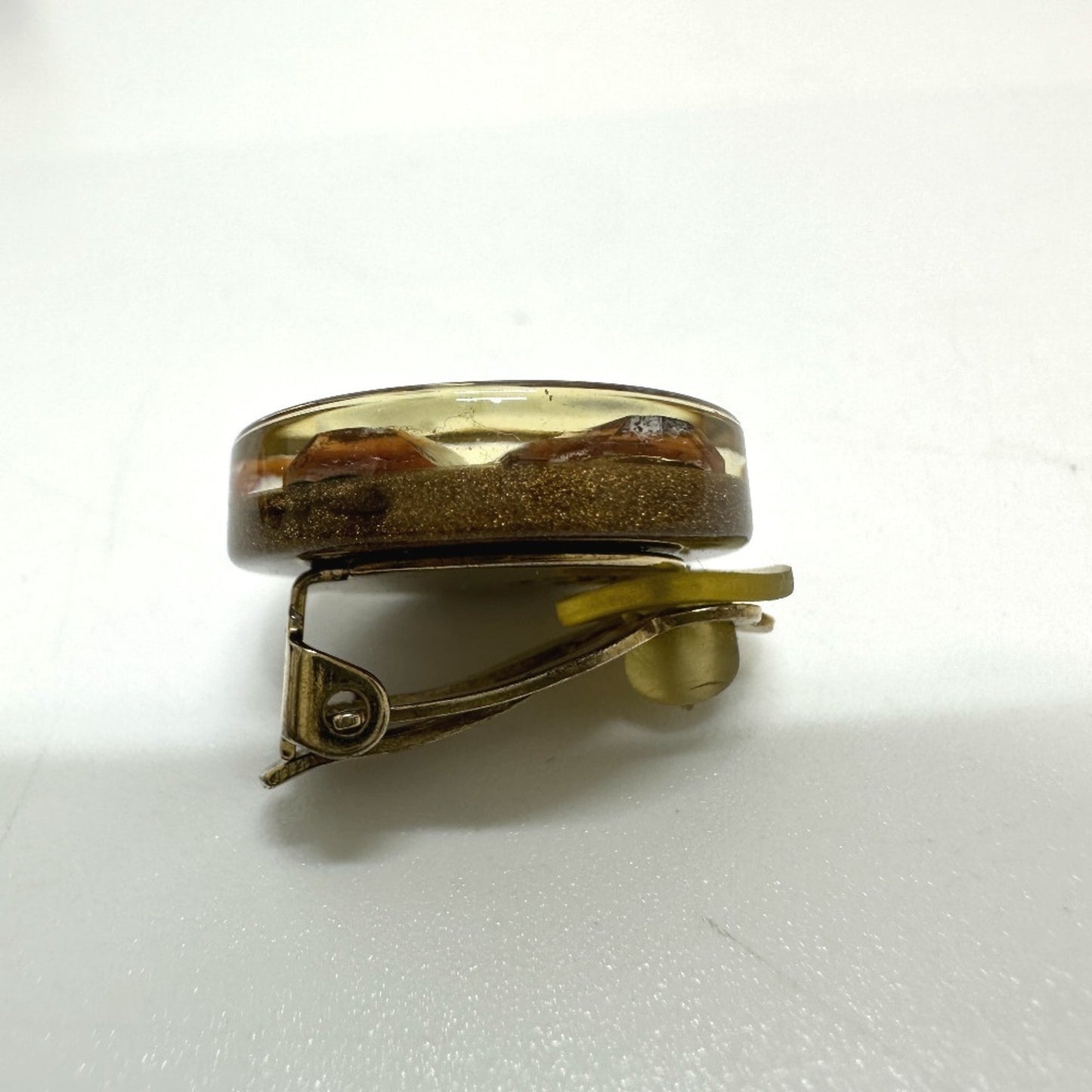 CHANEL Clover 01C Earrings, Plastic, Women's, Gold