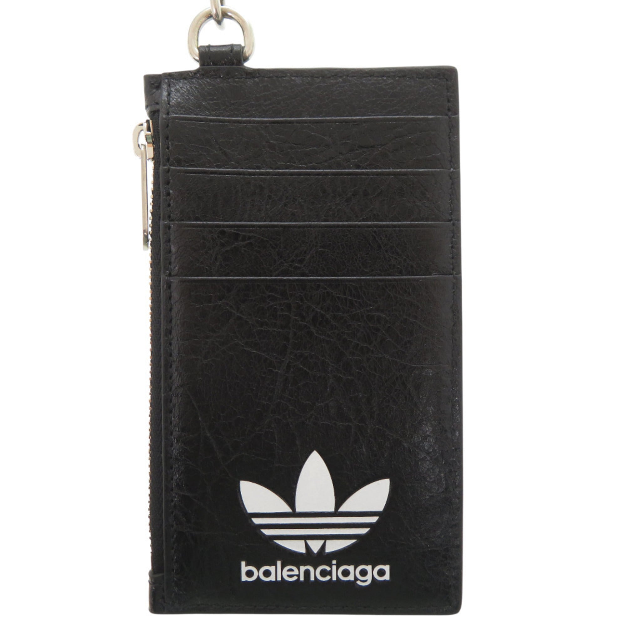 Balenciaga x Adidas Collaboration Trefoil 721894 Leather Black Shoulder Wallet 1288BALENCIAGA — New - Store Return