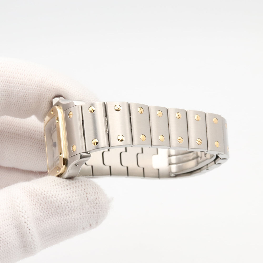 Cartier Santos Galbee SM Watch, 18K (Yellow Gold) Stainless Steel, Ladies, Silver Tone, W20012C4 — Very Good