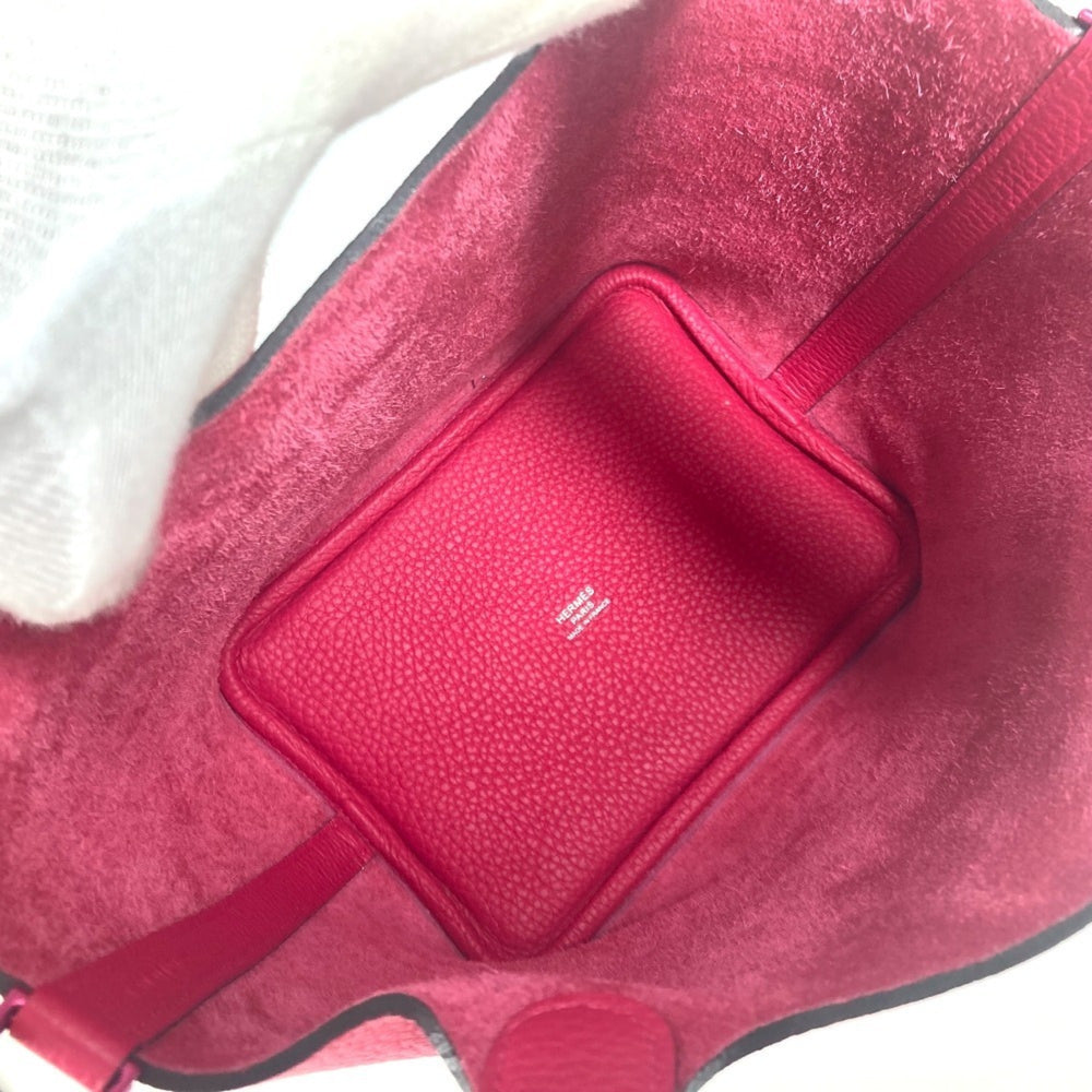 HERMES All Pink Picotin Lock PM 18, Monochrome, PM, Handbag, Taurillon Clemence Leather, Women's, Rose Mexico — Like New