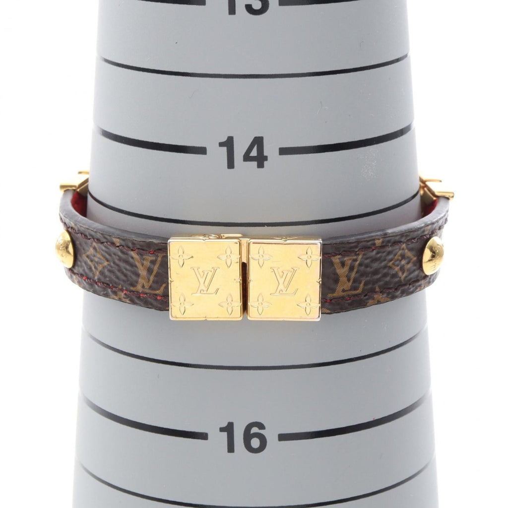 Louis Vuitton LV Crown Bracelet, Gold-Plated Coated Canvas, Women's, Brown, Red, Gold, M6738E