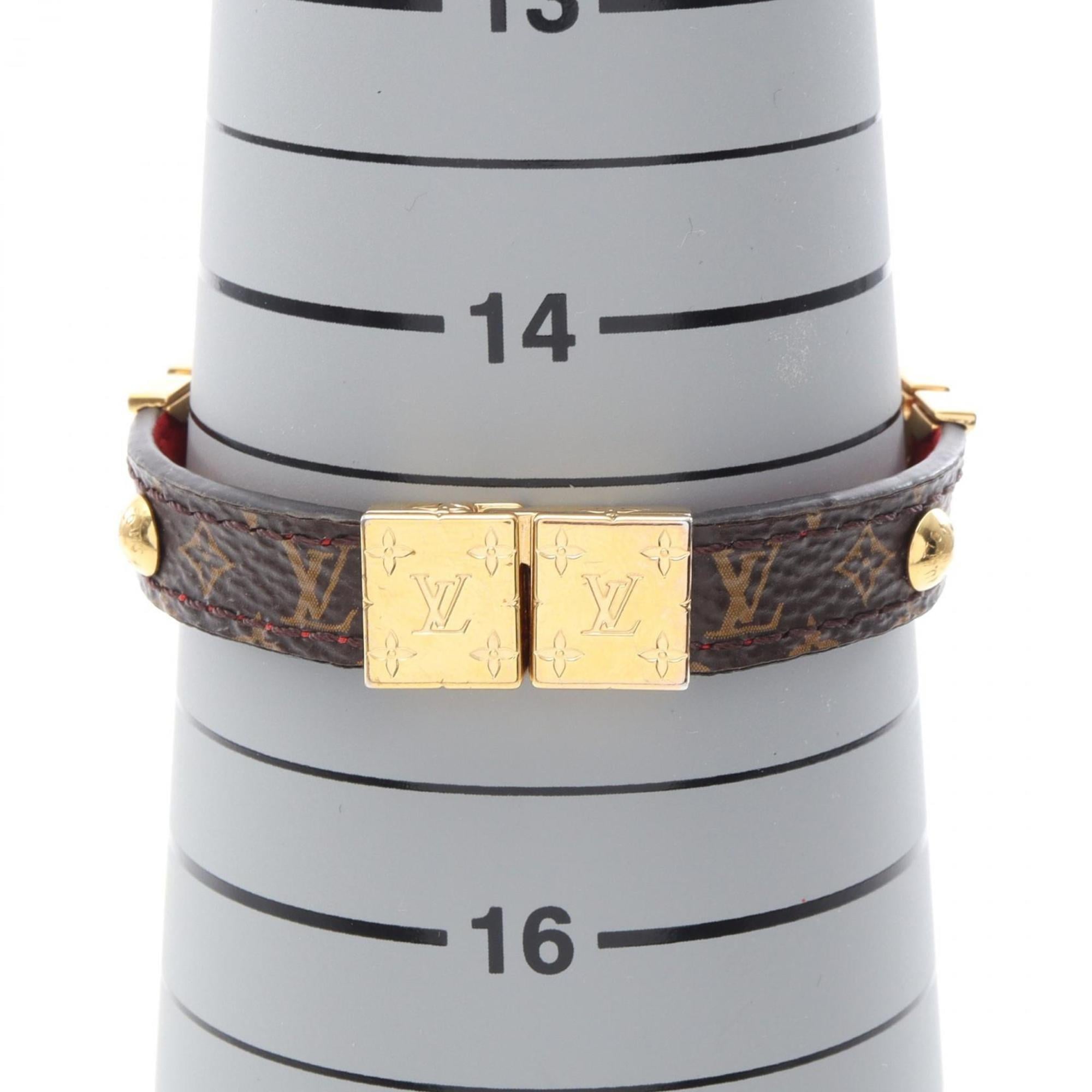 Louis Vuitton LV Crown Bracelet, Gold-Plated Coated Canvas, Women's, Brown, Red, Gold, M6738E