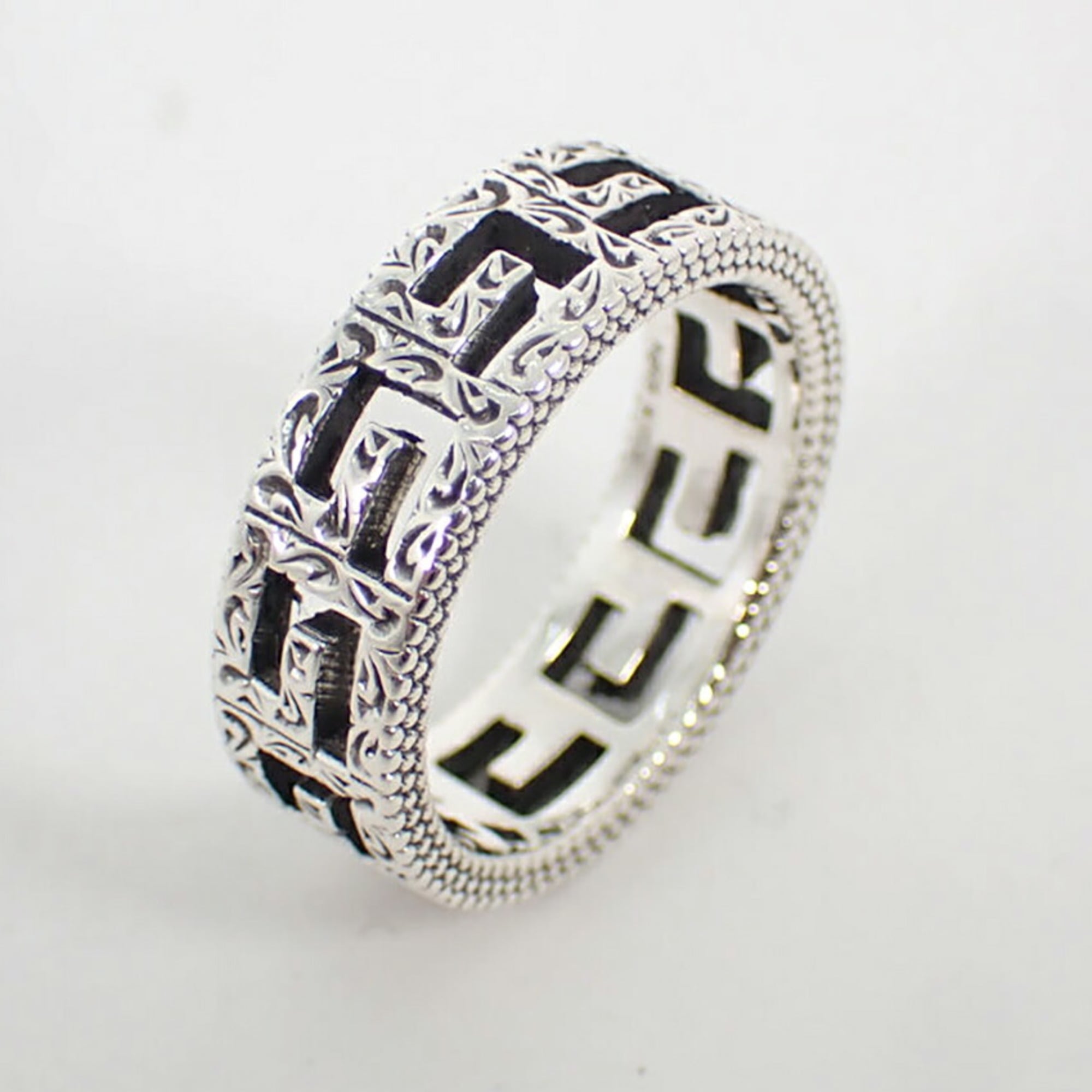 GUCCI 925 Arabesque Square G Ring, Size 14 — Like New