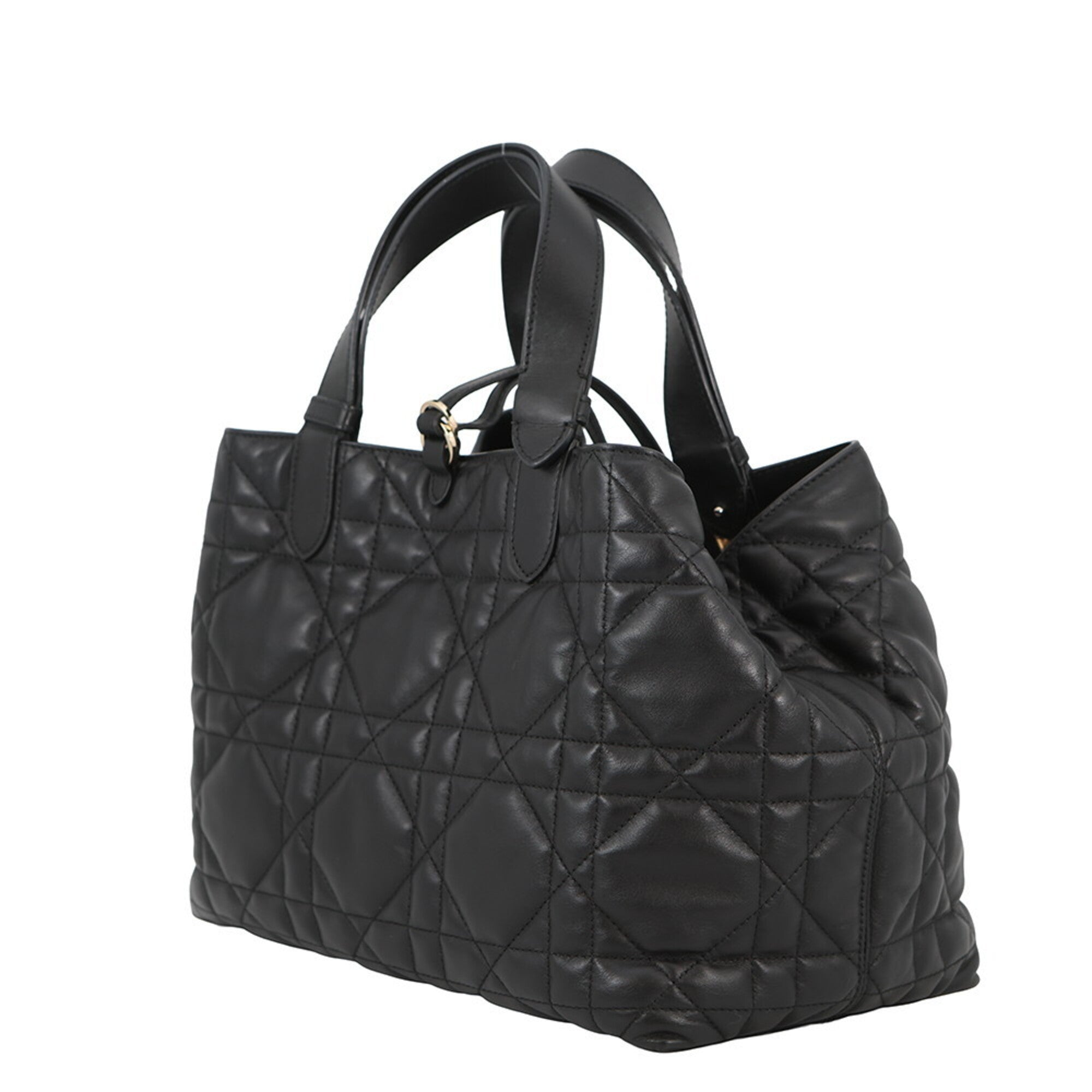 Christian Dior Macro Cannage Toujours Medium Leather Handbag M2821OSNW_M900 Black Women's — Like New