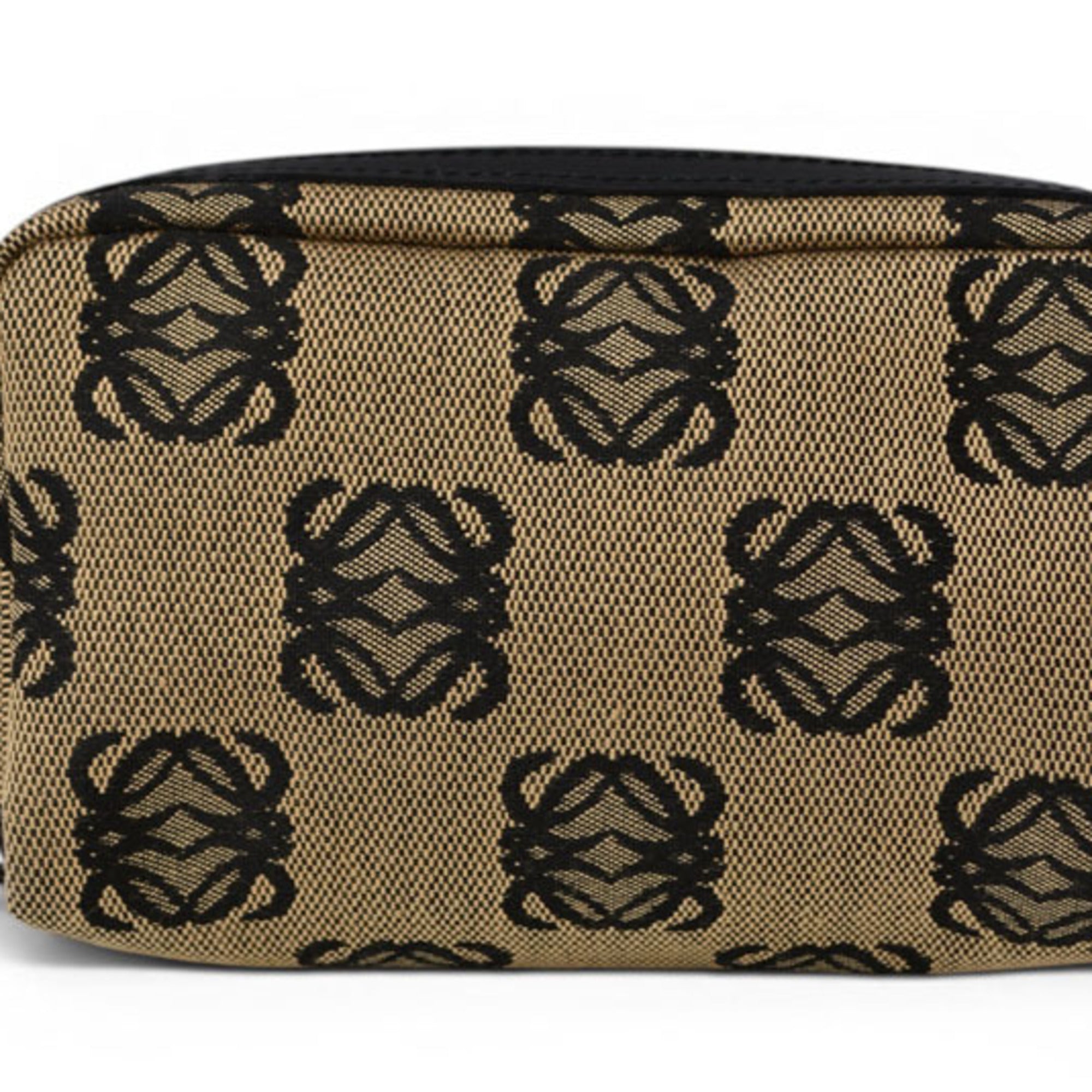 Loewe pouch, canvas Anagram design, beige, black — Like New