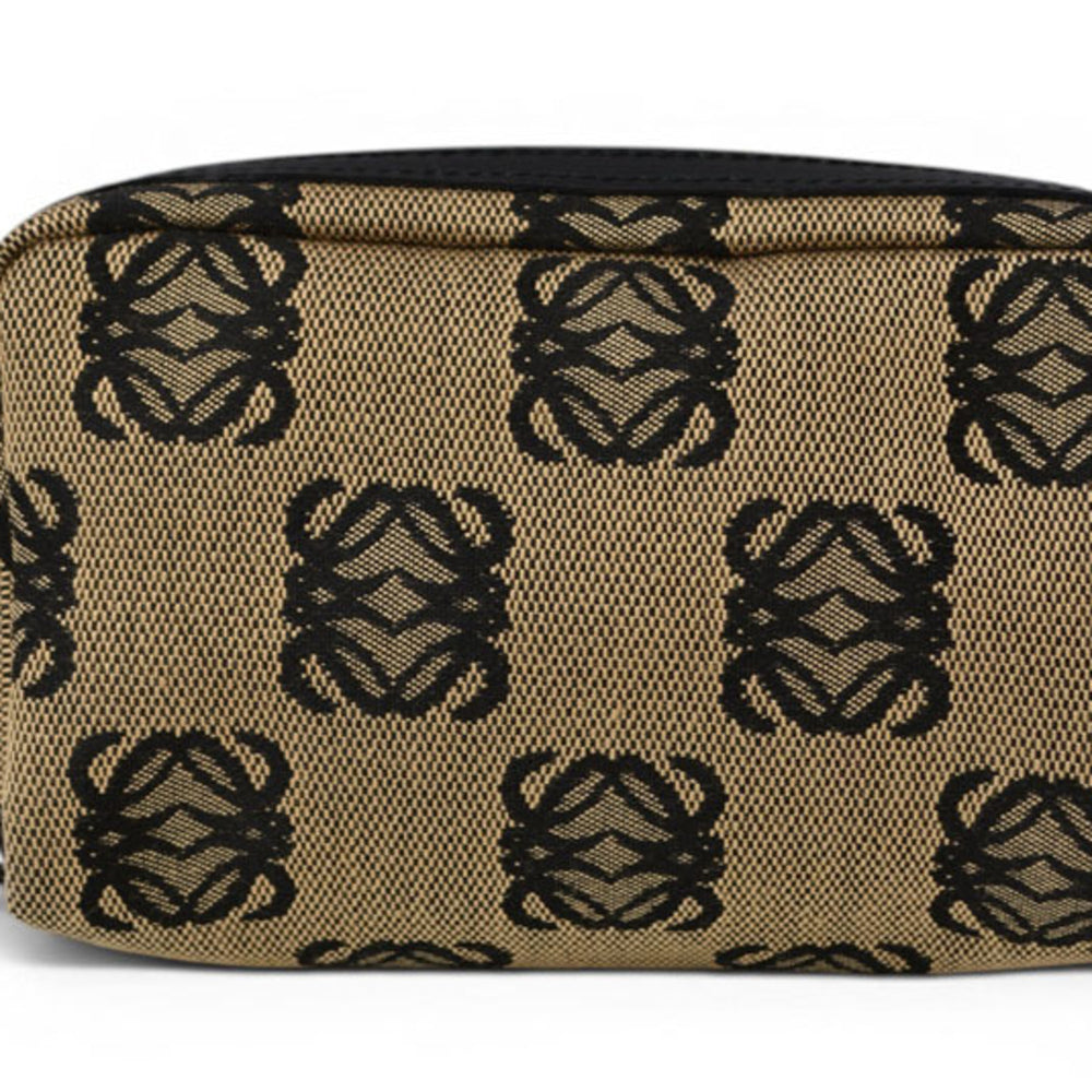 Loewe pouch, canvas Anagram design, beige, black — Like New