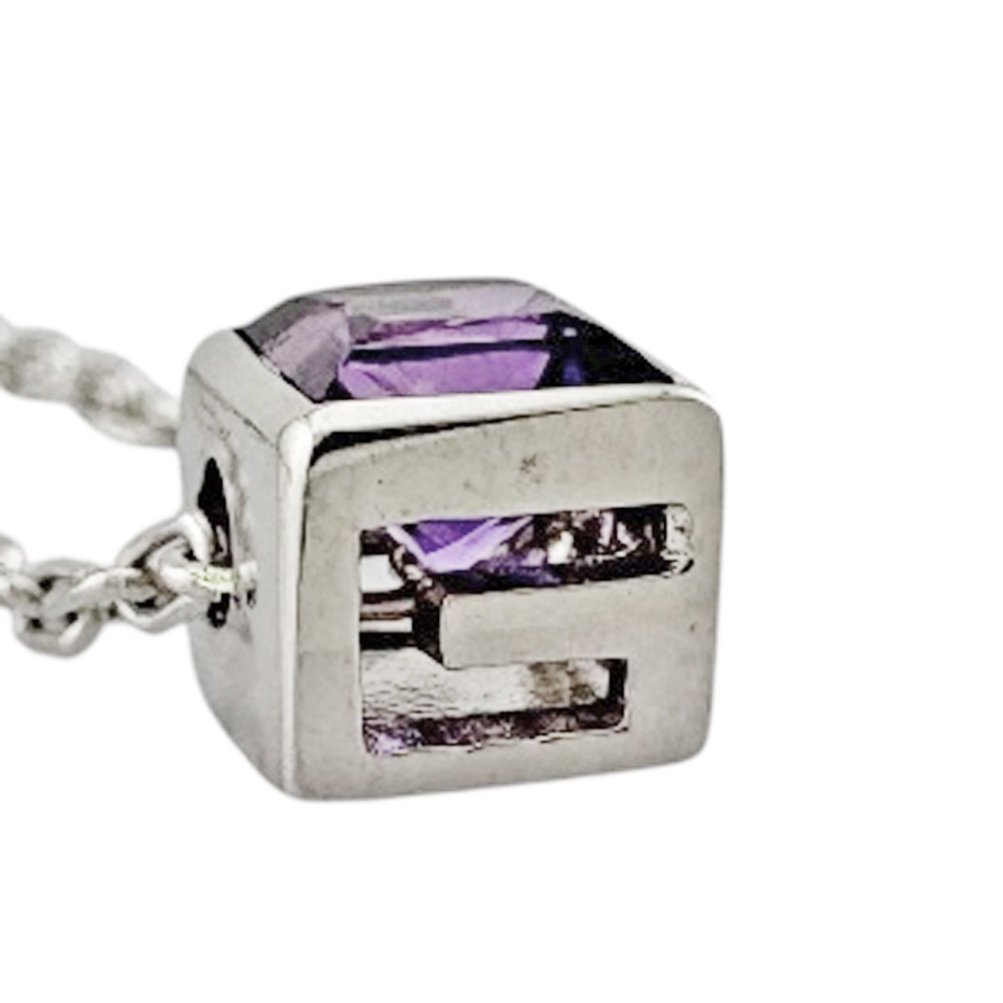 Gucci G Logo Cube Necklace with Amethyst for Women