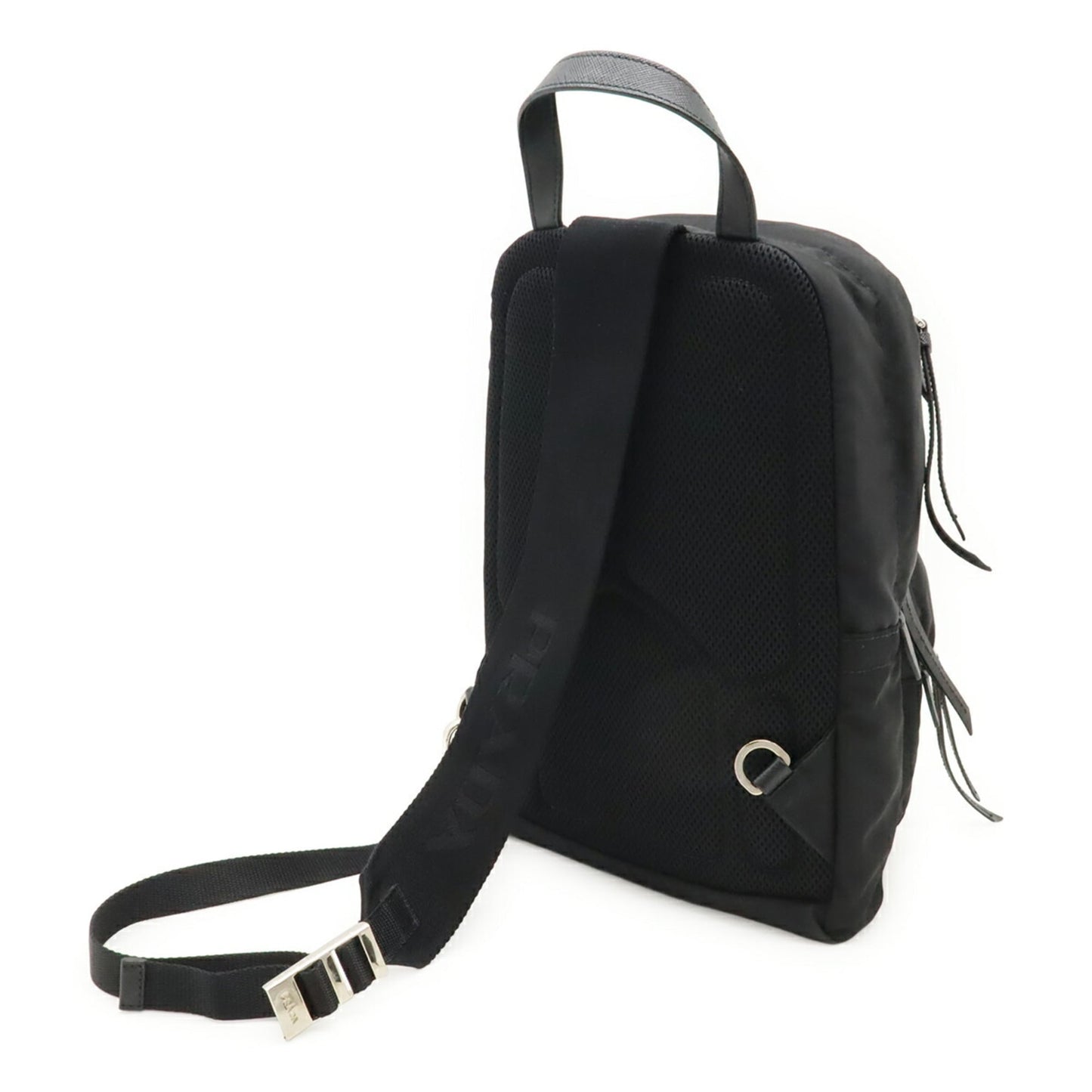 PRADA Triangle Bag, Body Bag/Shoulder Nylon and Leather, Black, Purchased at an Overseas Boutique, 1BZ026