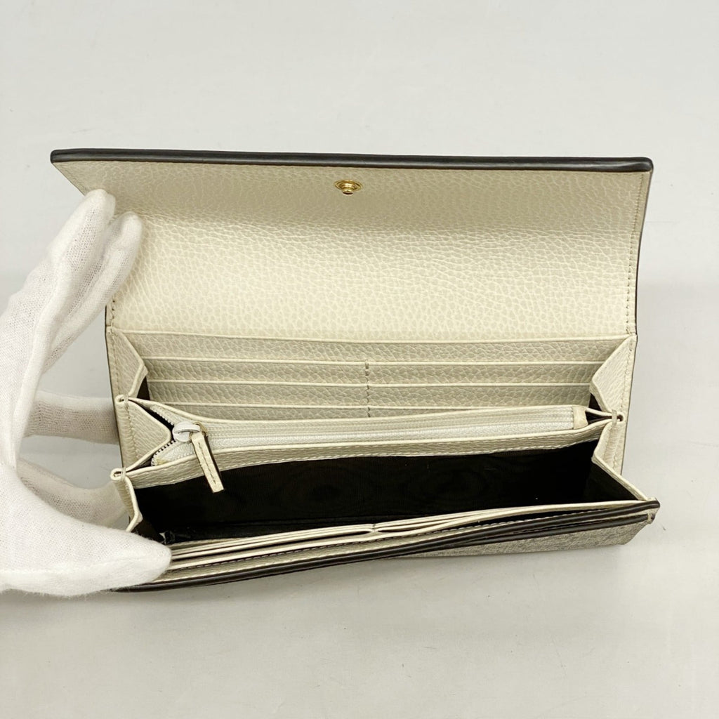 Gucci GG Marmont Supreme Long Wallet 456116 Ivory Beige Women's