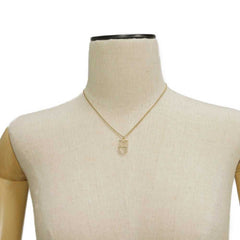 Chanel necklace, Coco Mark, heart, crystal, costume pearl, rhinestone, metal, F23B, CC mark, clear, ABB651, women's — Like New