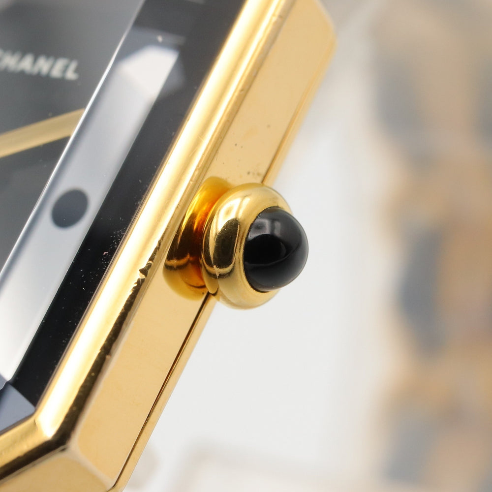 Chanel CHANEL Première M Watch, Gold Plated Leather, Women's, Black, H0001 — Very Good