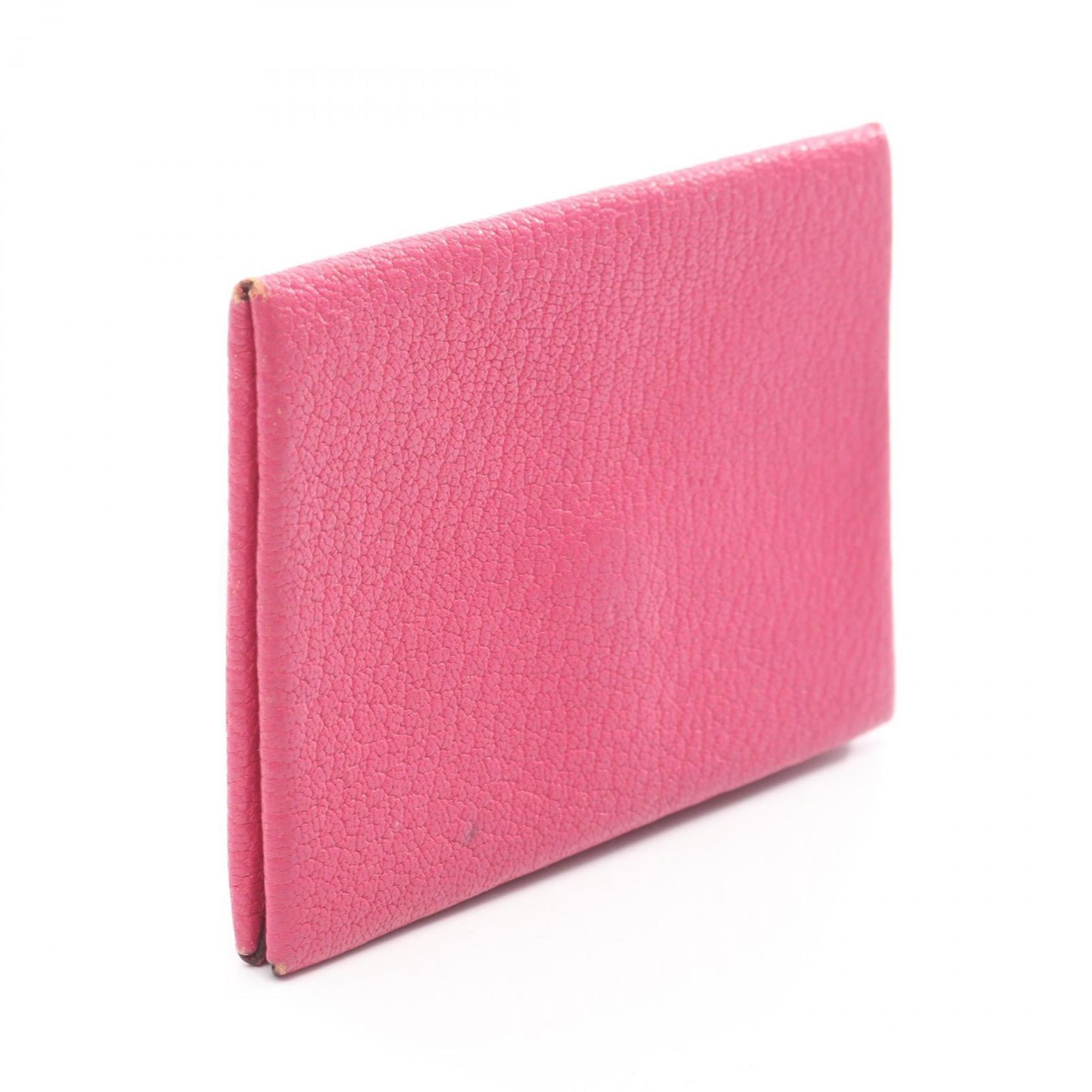 Hermes Hermès Calvi wallet, leather, coin purse, Chevre, women's, pink, 044166CK