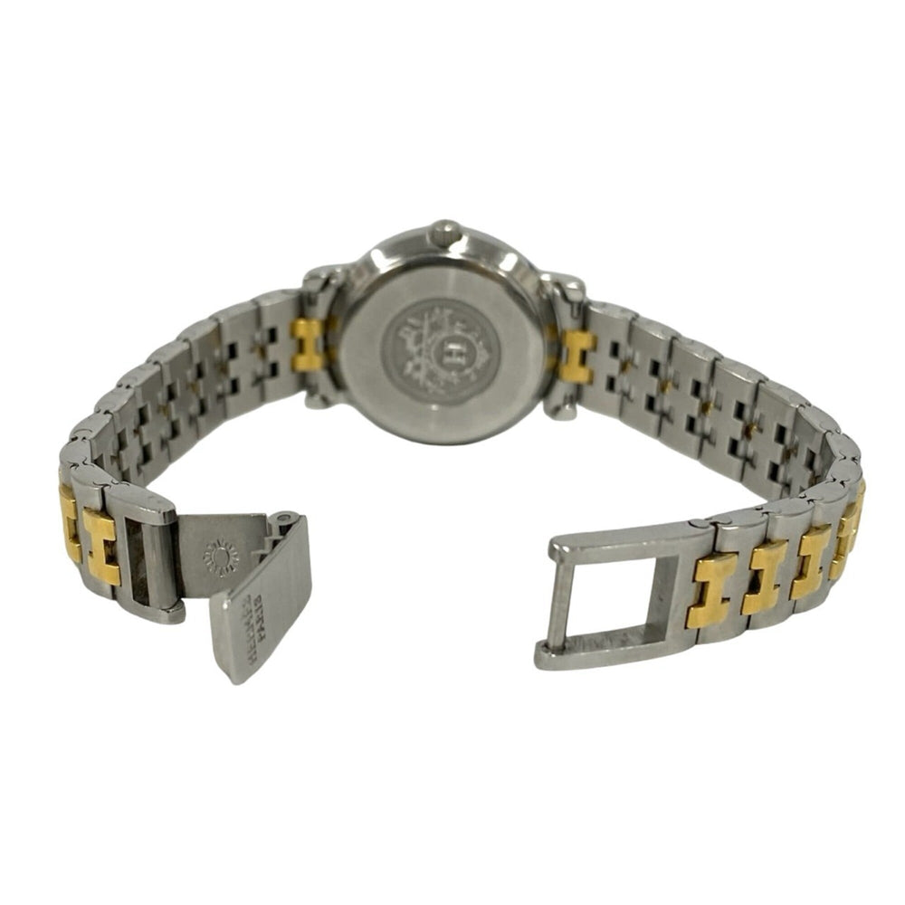 HERMES Vintage Sellier Stainless Steel GP Wristwatch Silver Gold 79642 — Good