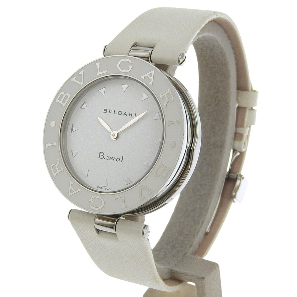 BVLGARI Bzero1 Watch, BZ35S/BZ35WLSL, Stainless Steel and Leather, Quartz Movement, Analog Display, White Dial, Women's — Very Good
