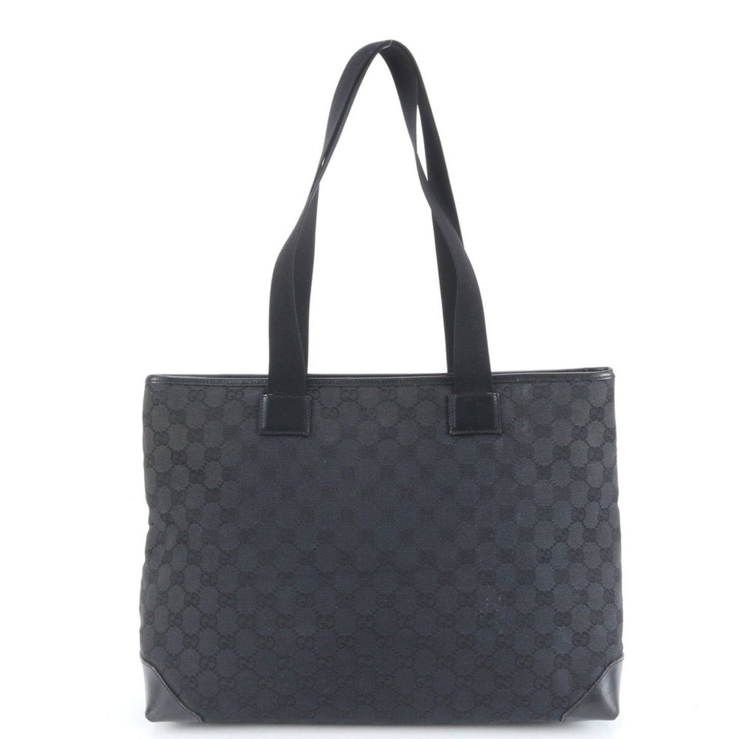 Gucci GG Canvas 019 0426 Leather Tote Bag Shoulder Handbag Black Women's