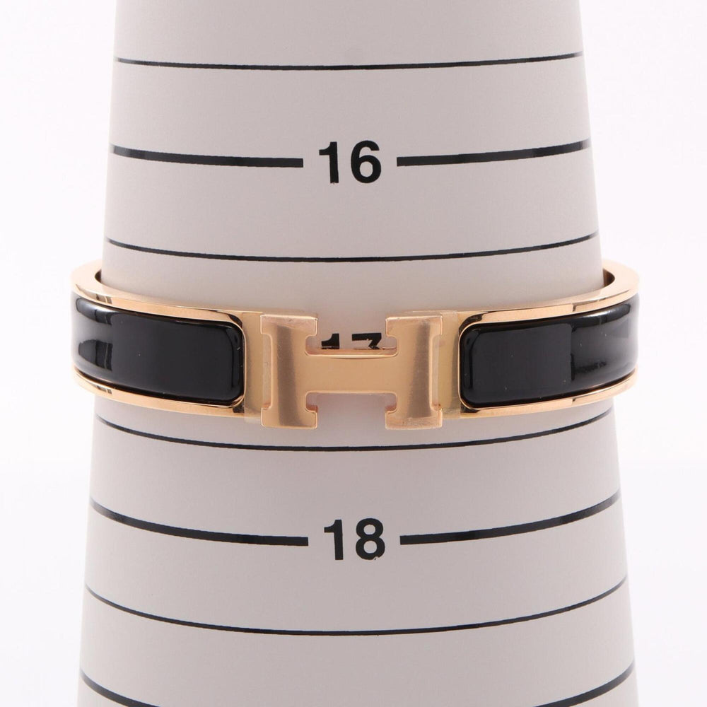 Hermes Click H Bracelet, Gold Plated (GP), Women's, Black/Gold Tone — New - Store Return