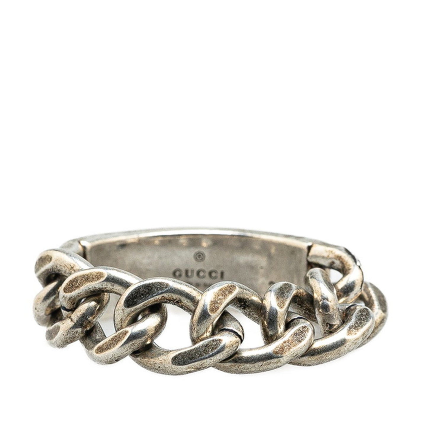 Gucci logo ring, chain size 20, 678711, silver and black, SV925, women's, GUCCI