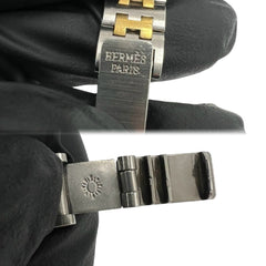 HERMES Vintage Sellier Stainless Steel GP Wristwatch Silver Gold 79642 — Good