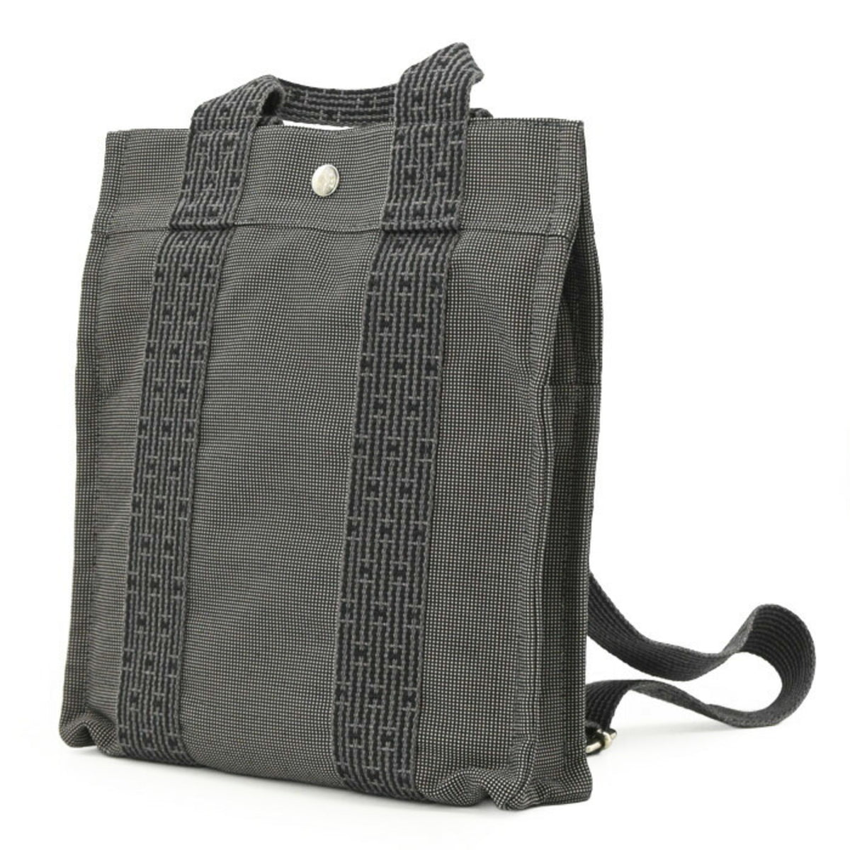 HERMES Hermes Herline Ad PM Canvas Tote Bag Backpack for Men and Women, Gray/Black — Like New