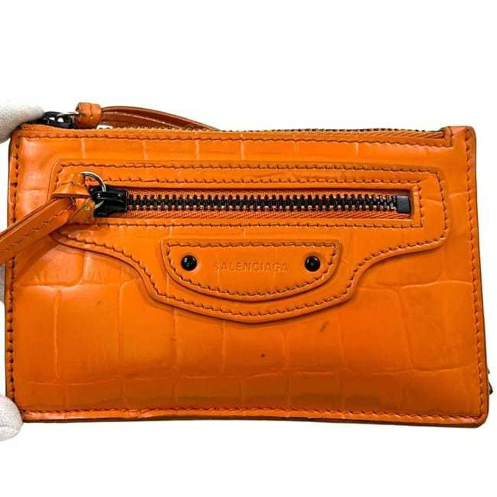 Balenciaga Neo Classic Coin Case ec-24249 Orange 640110 Leather Purse 7507 U 568148 BALENCIAGA Mini Wallet for Men and Women