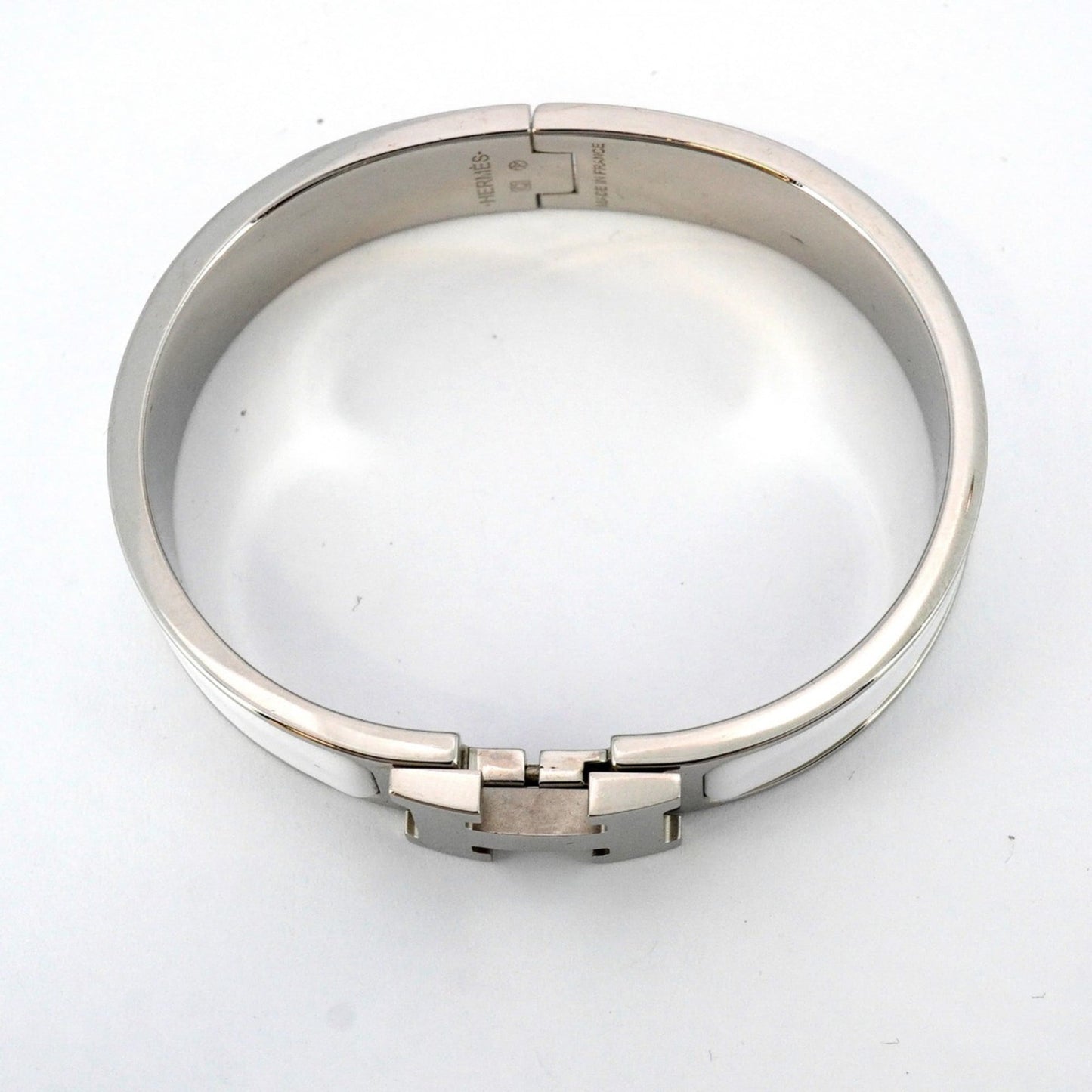 Hermes Click Cluck PM Bangle in Metal and White for Women
