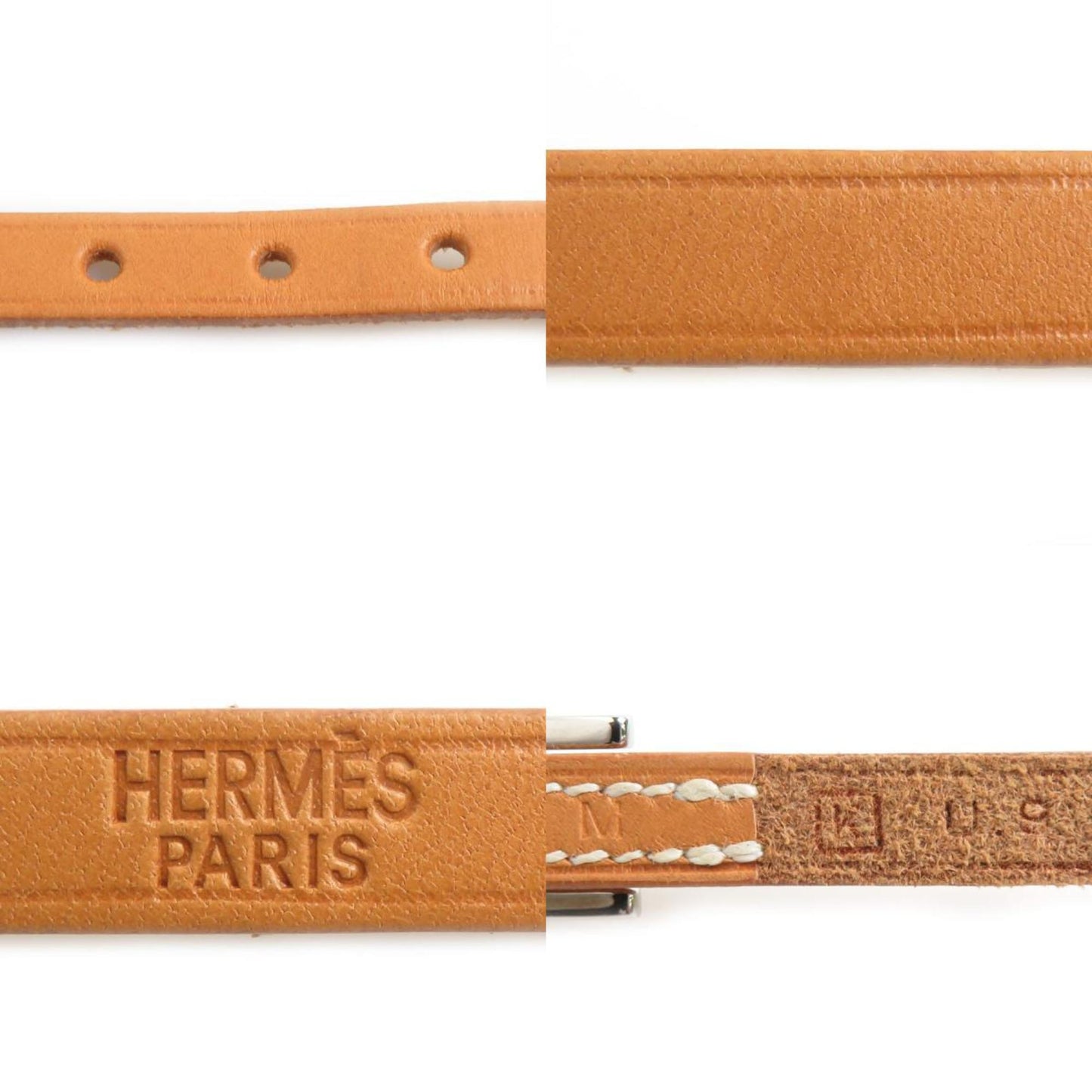 Hermes Hermès Api Leather and Metal Bracelet in Brown Silver for Men Women (e60930a)