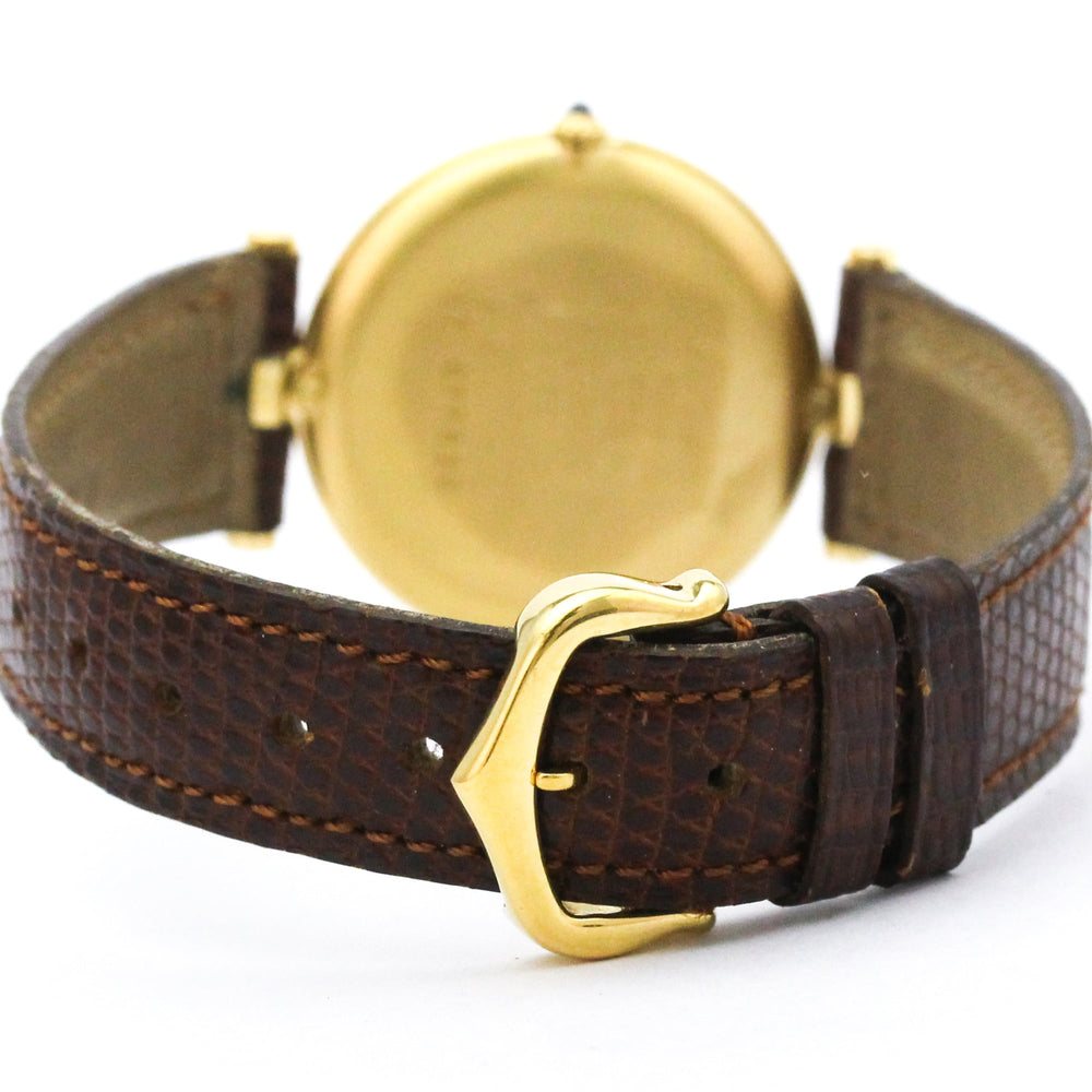 CARTIER Must Vendome Gold Plated Leather Quartz Unisex Watch — Good