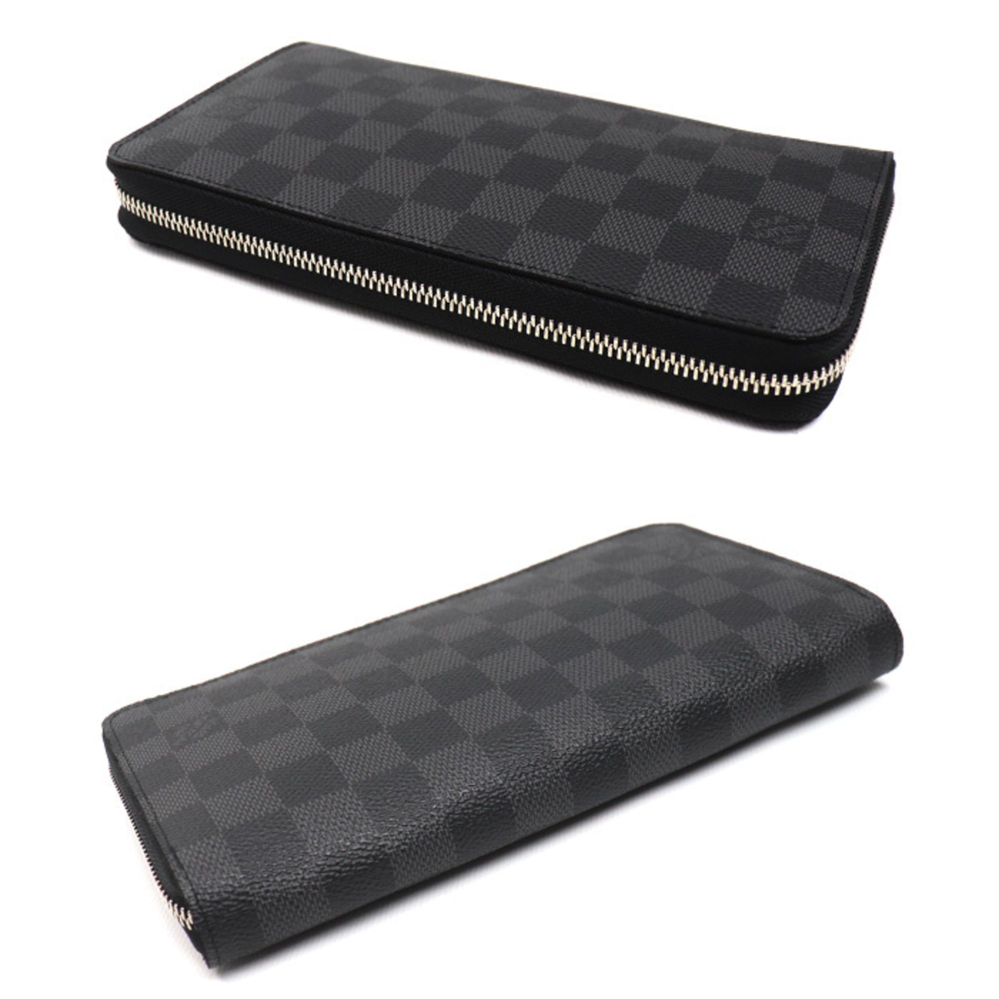 LOUIS VUITTON Zippy Organizer Long Wallet with Round Zipper, Damier Graphite, Black, N63077 CA4180, Men's