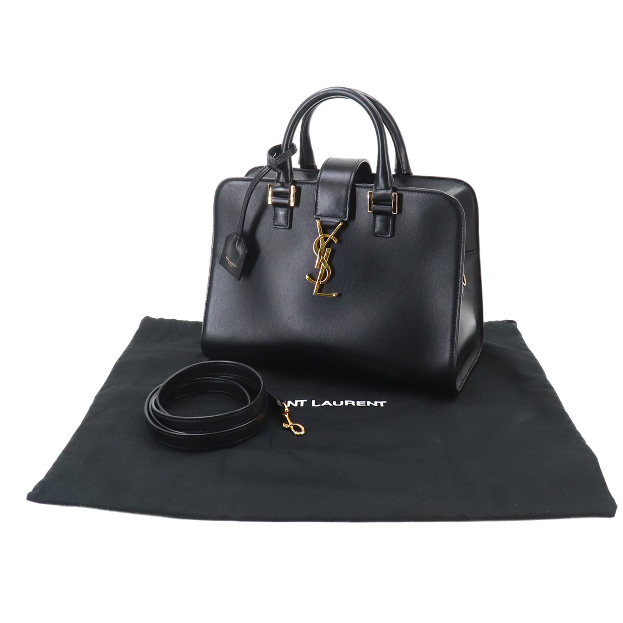Saint Laurent Baby Cabas 2-way Hand/Shoulder Handbag, Leather, Black, 568853 — Like New
