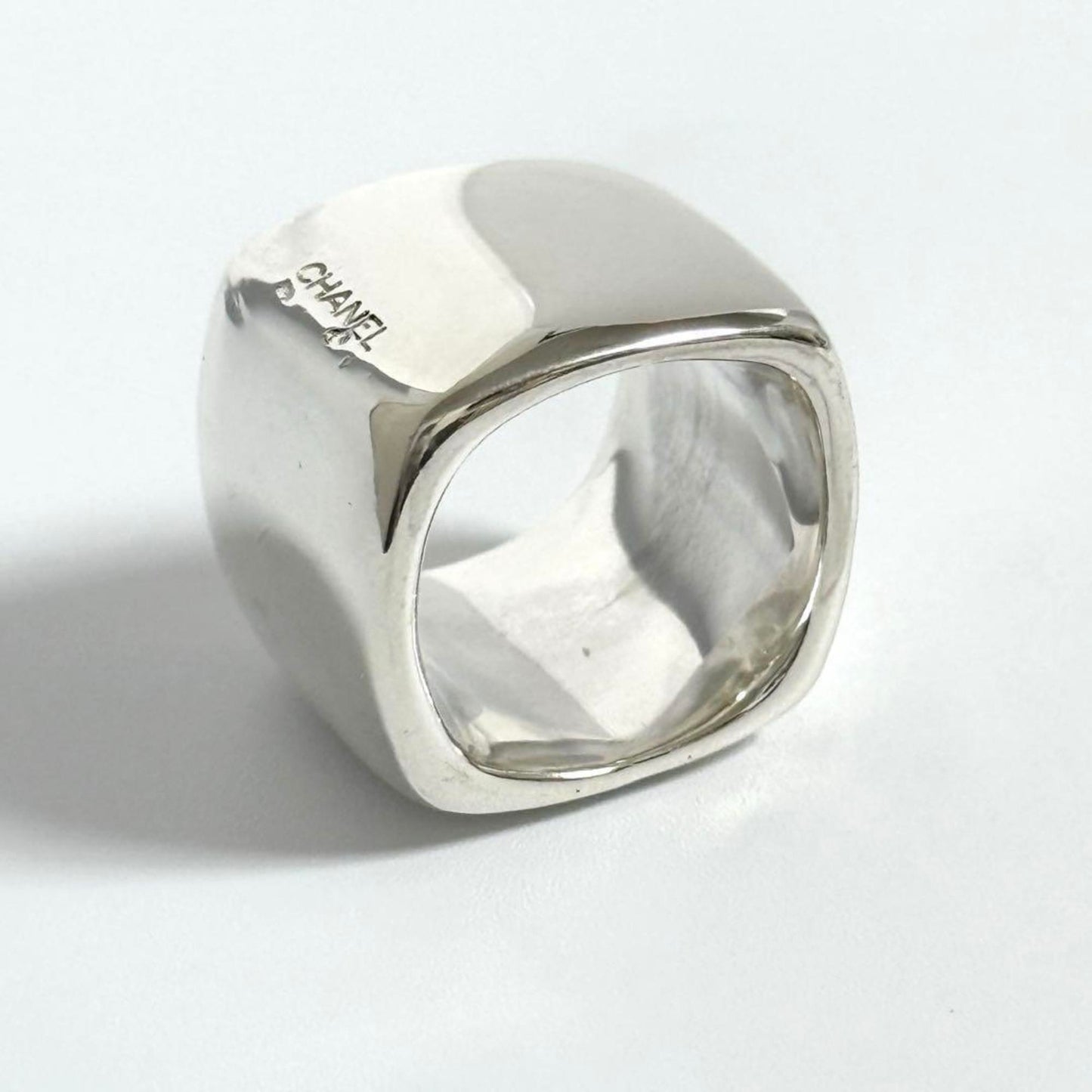 Chanel Vintage Wide Square Ring in 925 Sterling Silver