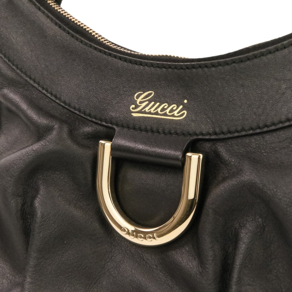 GUCCI Leather One-Shoulder Bag Handbag 190525 493075 Black Women's — Like New