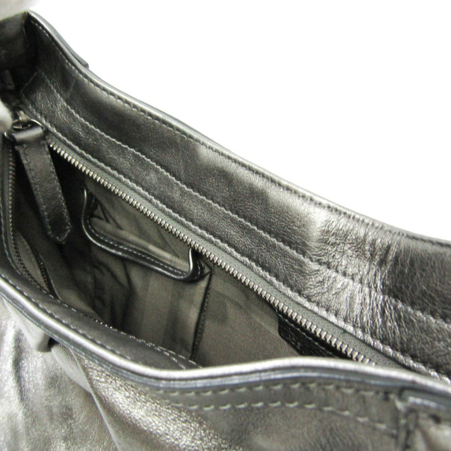 Burberry Women's Leather Shoulder Bag Metallic Gray