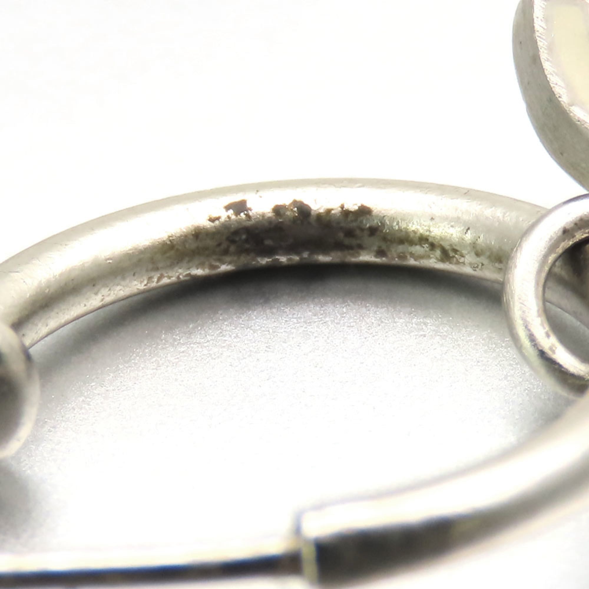 Chanel Earrings Coco Mark Metal White Plated Half Loop 06P Women's CHANEL