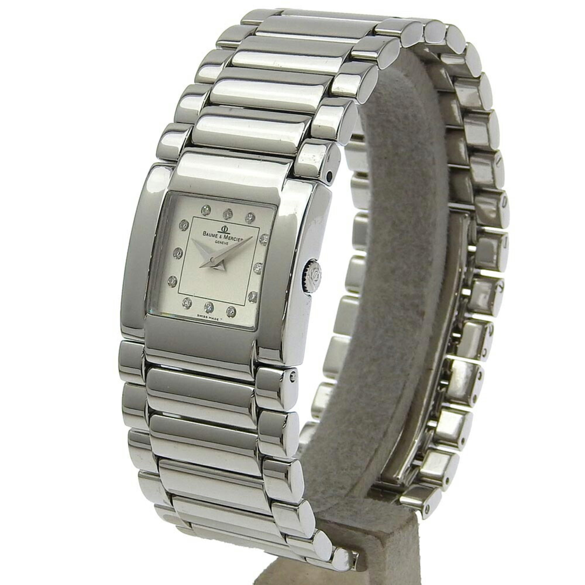 Baume & Mercier Catwalk Watch 12P Diamond MV045219 Stainless Steel Quartz Analog Display White Dial Ladies — Very Good