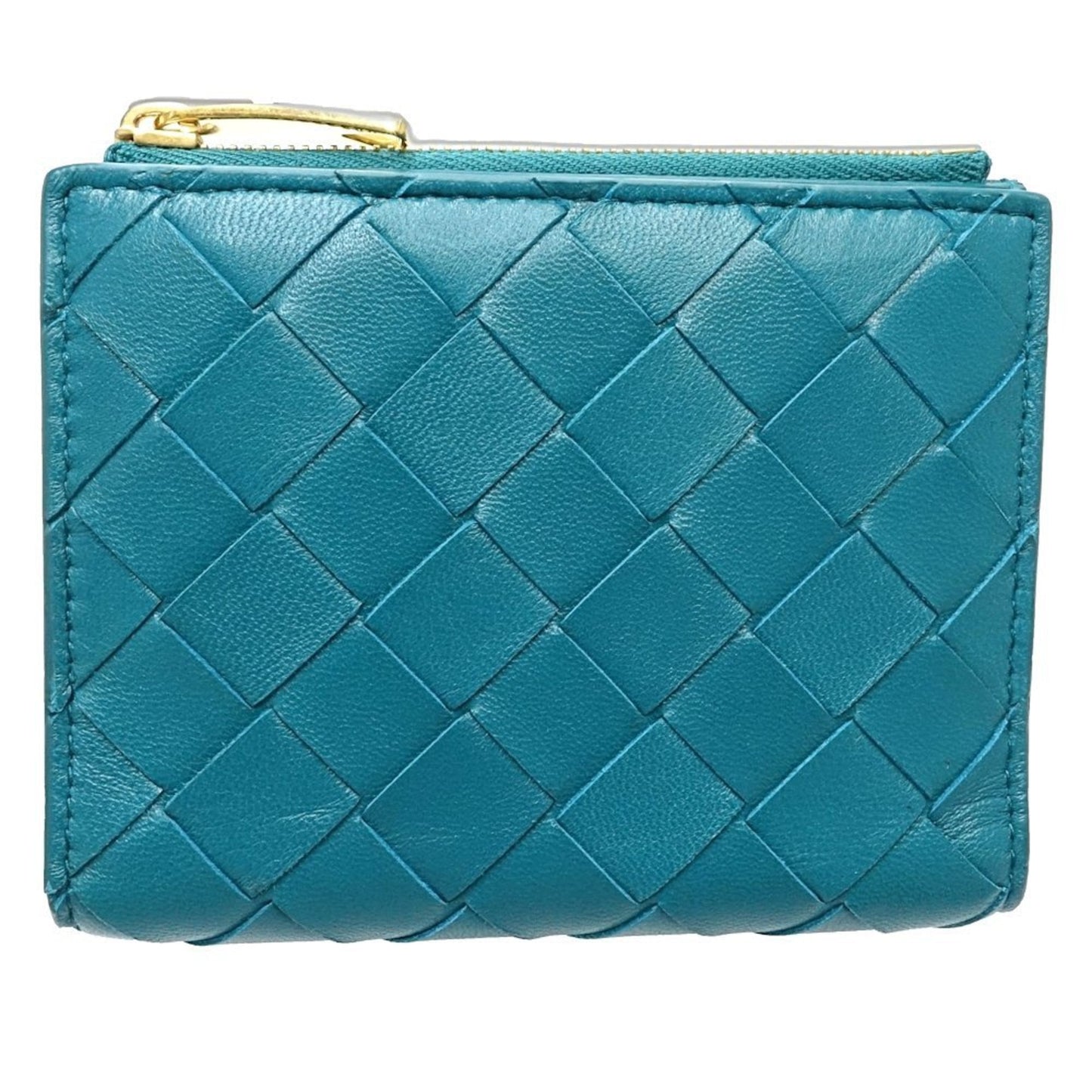 BOTTEGA VENETA Women's Intrecciato Lambskin Turquoise Bifold Wallet 188608