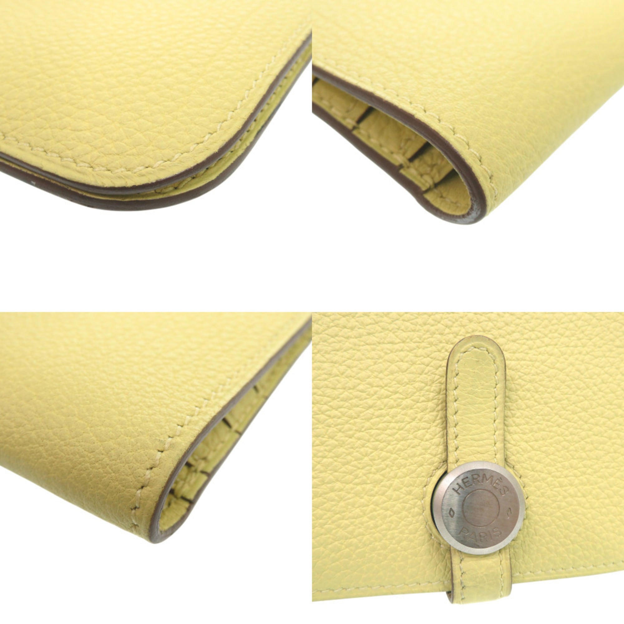 Hermes Excellent condition Hermès Dogon Long Wallet, Togo Jaune Poussin, T stamp, 1041