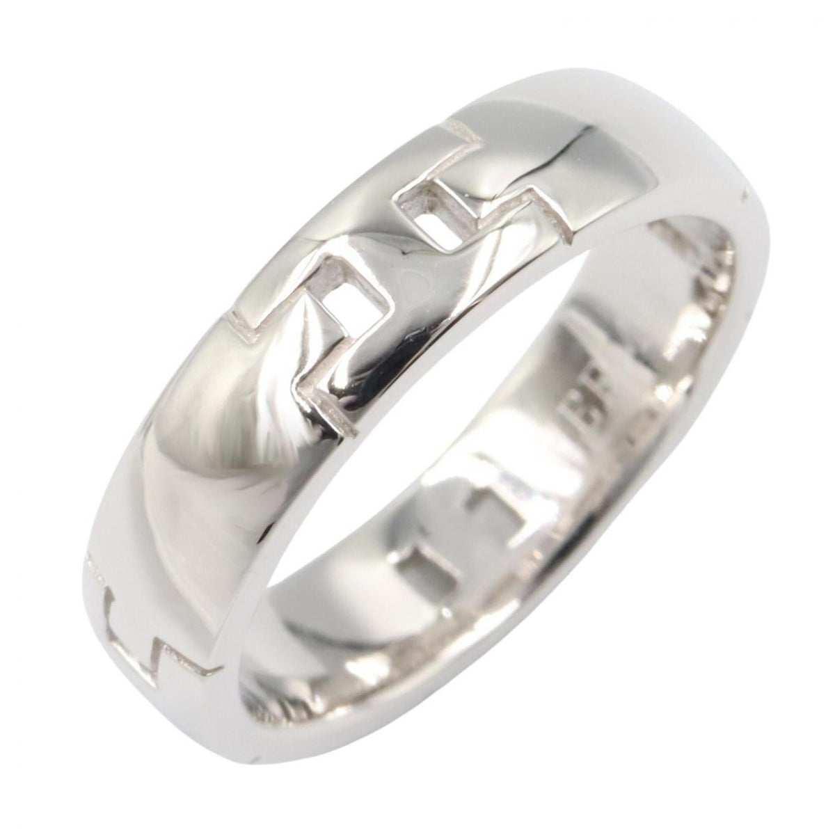 Hermes Hercules Ring, 18K White Gold (18KWG), Women's, Silver Tone — Like New