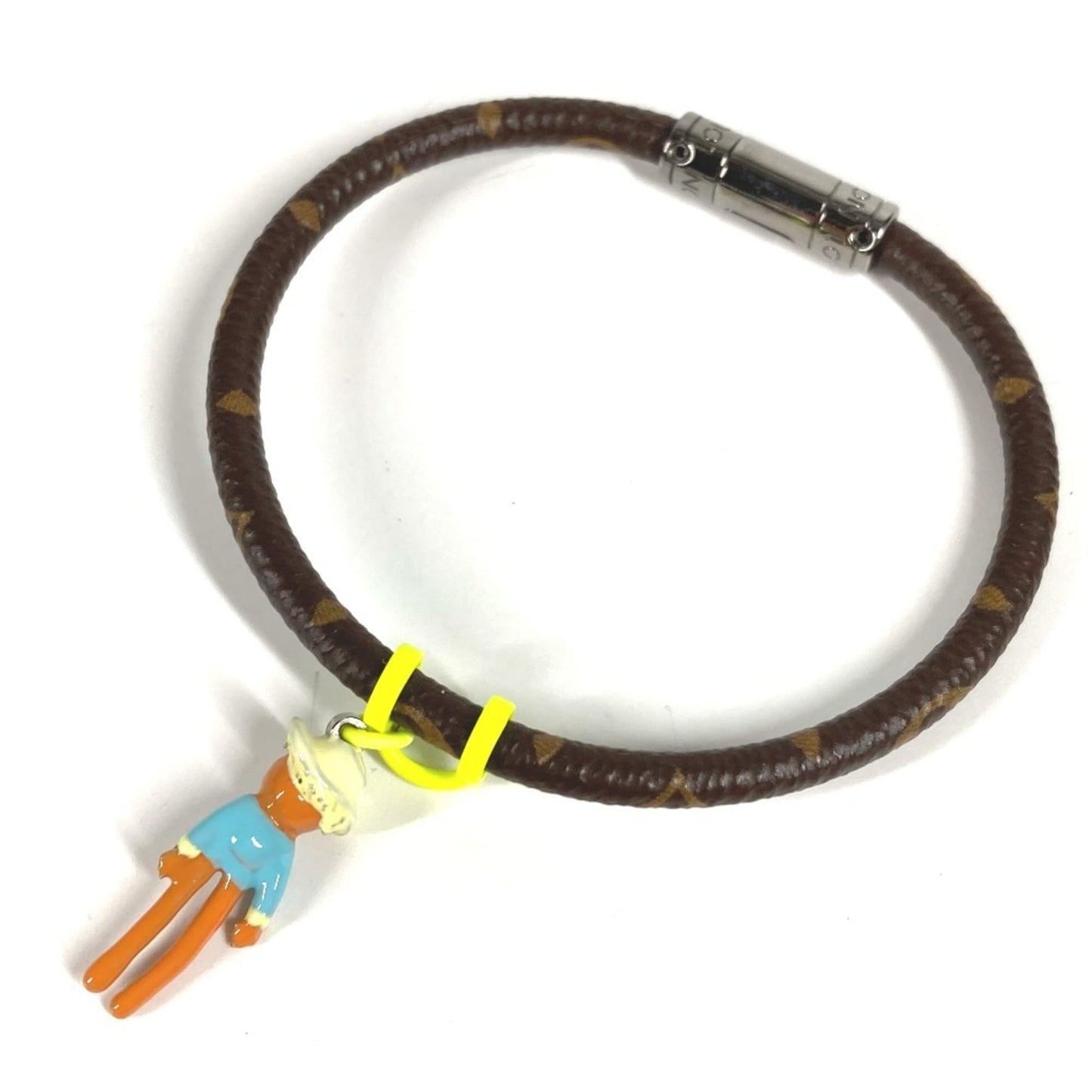 LOUIS VUITTON MP286E Monogram Canvas Hang It Mascot Bangle Bracelet for Men, Brown