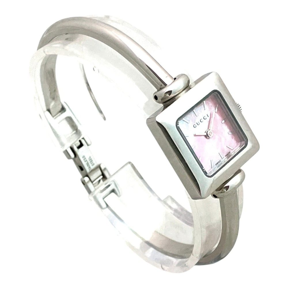 Gucci bangle watch, total weight 24.4g, stainless steel, quartz movement, pink mother-of-pearl dial, 1900L — Good