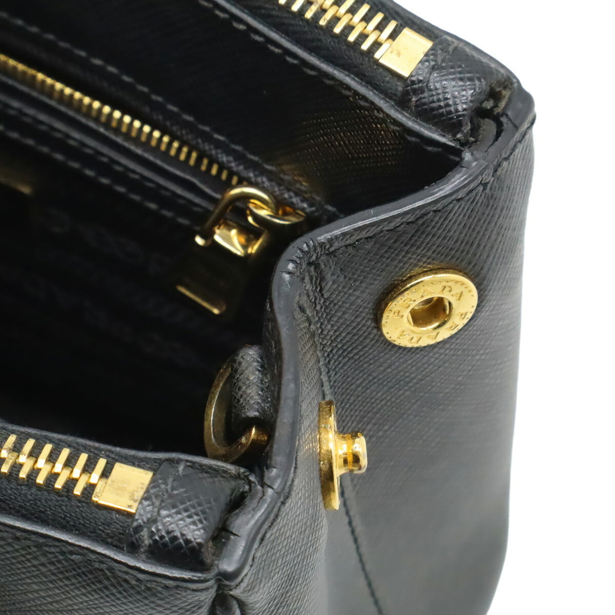 PRADA Galleria Saffiano Handbag/Shoulder Bag, Leather, Nero, Black, 1BA906, Purchased at an Overseas Boutique