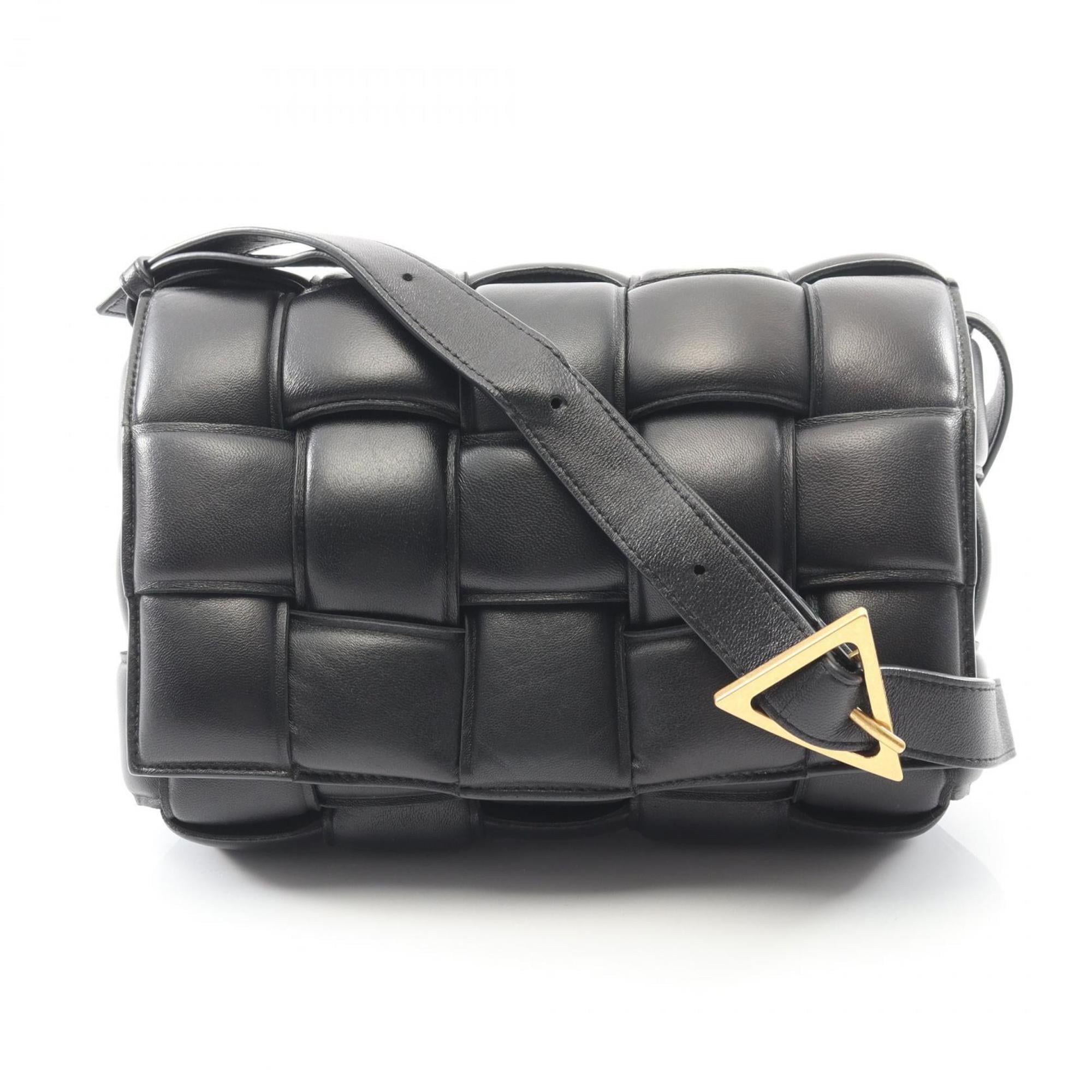 Bottega Veneta Padded Cassette Intrecciato Shoulder Bag in Black Leather for Women