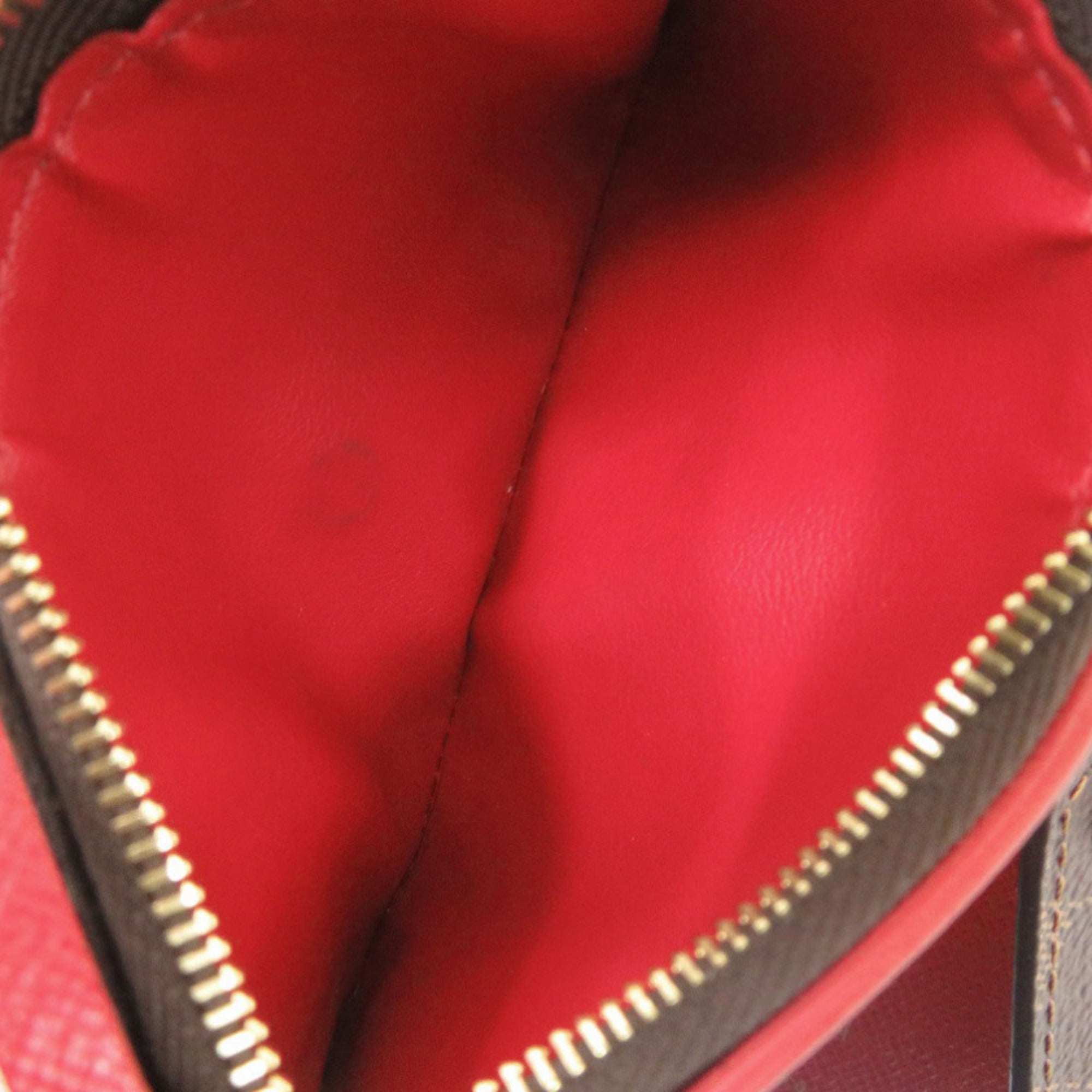 Excellent condition Louis Vuitton Portefeuille Victorine Damier N41659 tri-fold wallet with IC tag, red and brown, LV 0663